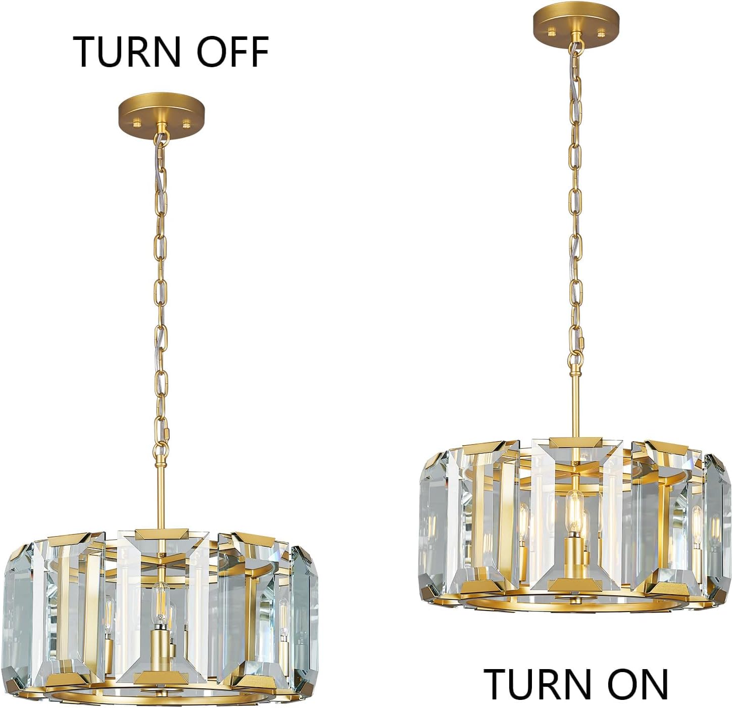 Luxury Gold Crystal Pendant Chandelier Adjustable Height E12