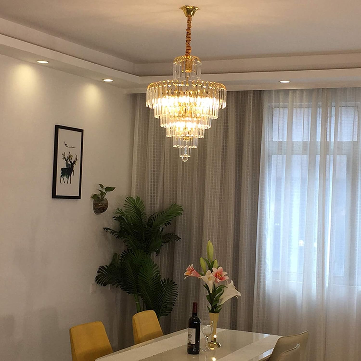 Luxury Gold Multi-Tier Crystal Chandelier Pendant Light