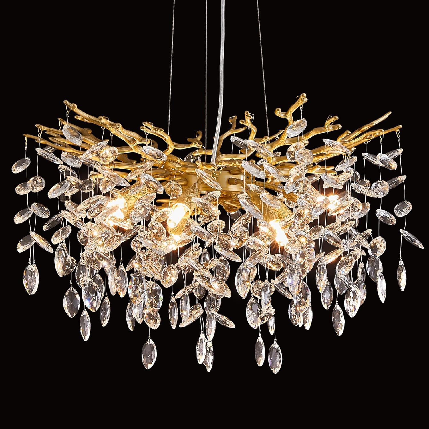 Luxury Gold Tree Branch Crystal Chandelier – 8-Light G9, Adjustable Pendant for Modern Living Spaces