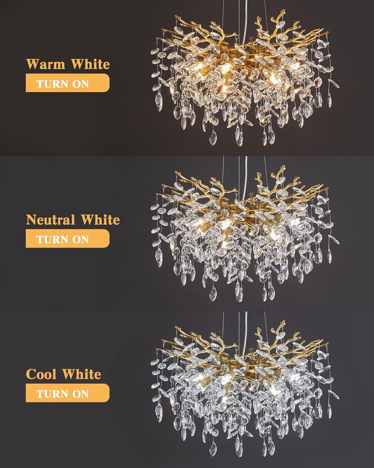 Luxury Gold Tree Branch Crystal Chandelier – 8-Light G9, Adjustable Pendant for Modern Living Spaces
