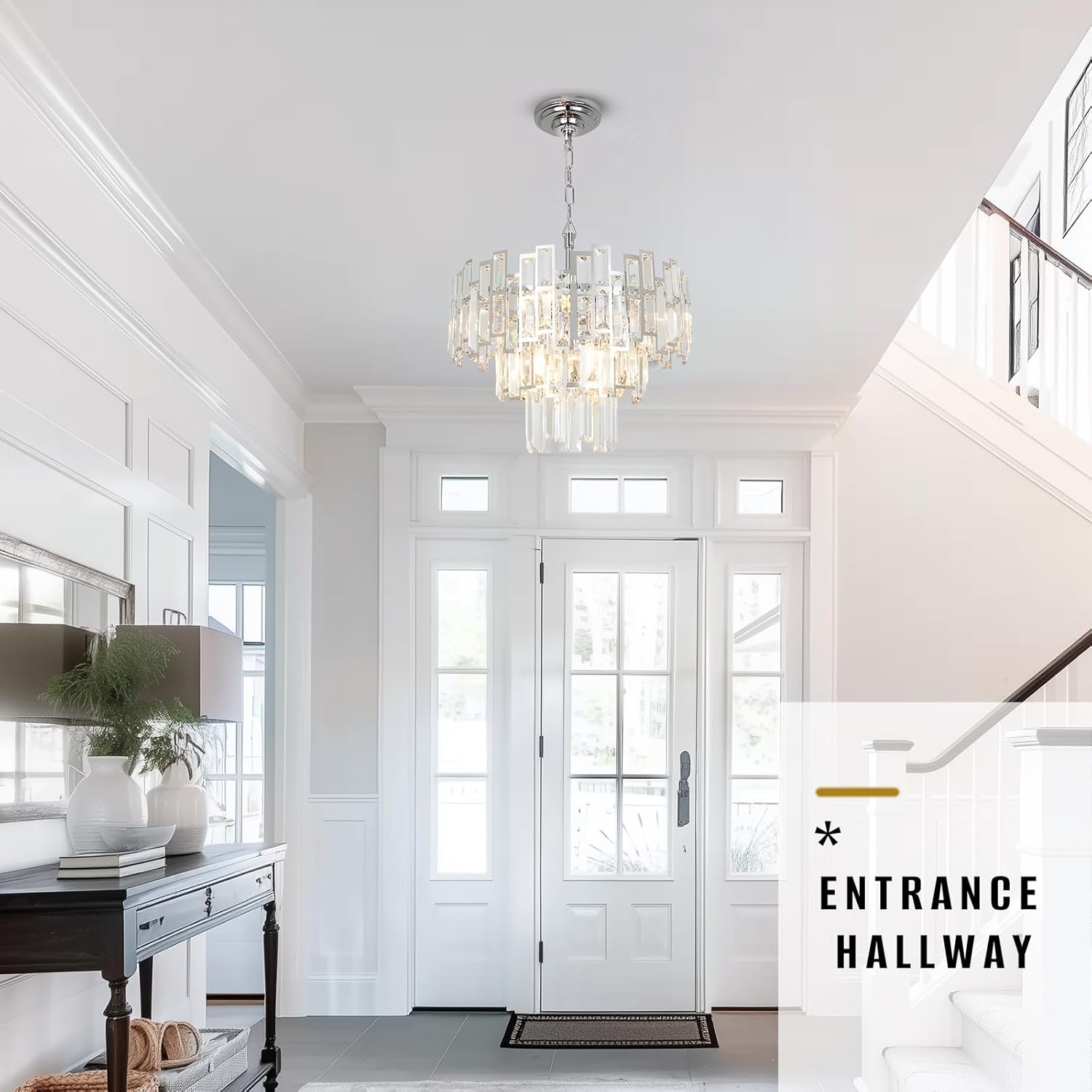 Luxury Modern Adjustable 3-Tier Crystal Chandelier - Gold Round LED Ceiling Pendant with E12 Base