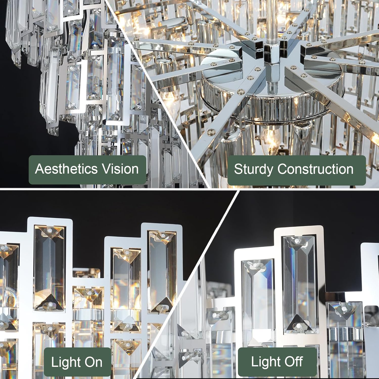 Luxury Modern Adjustable 3-Tier Crystal Chandelier - Gold Round LED Ceiling Pendant with E12 Base