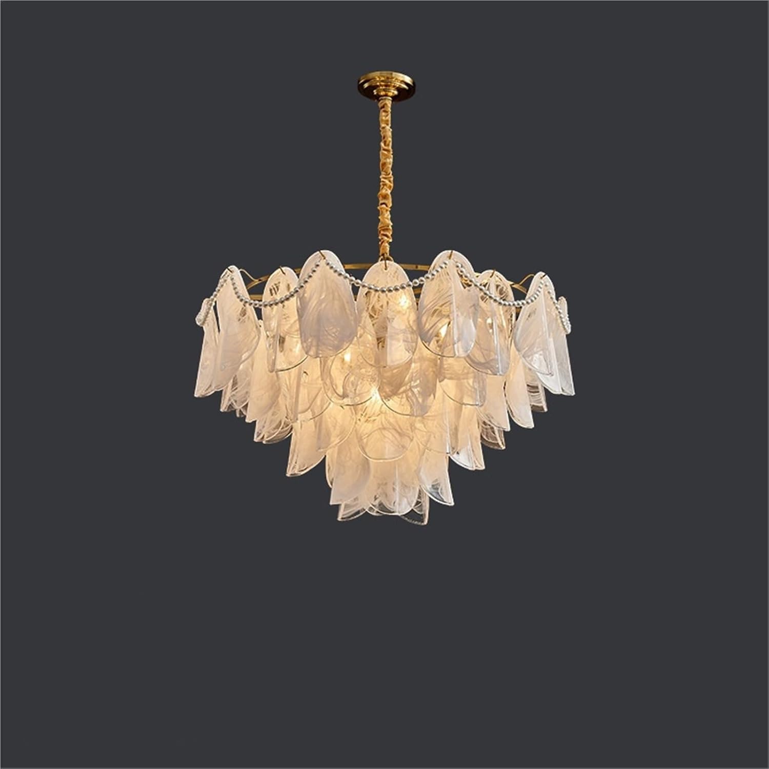Art Glass Leaf Chandelier – Luxury Pendant Ceiling Light with 14×E14 Bulbs