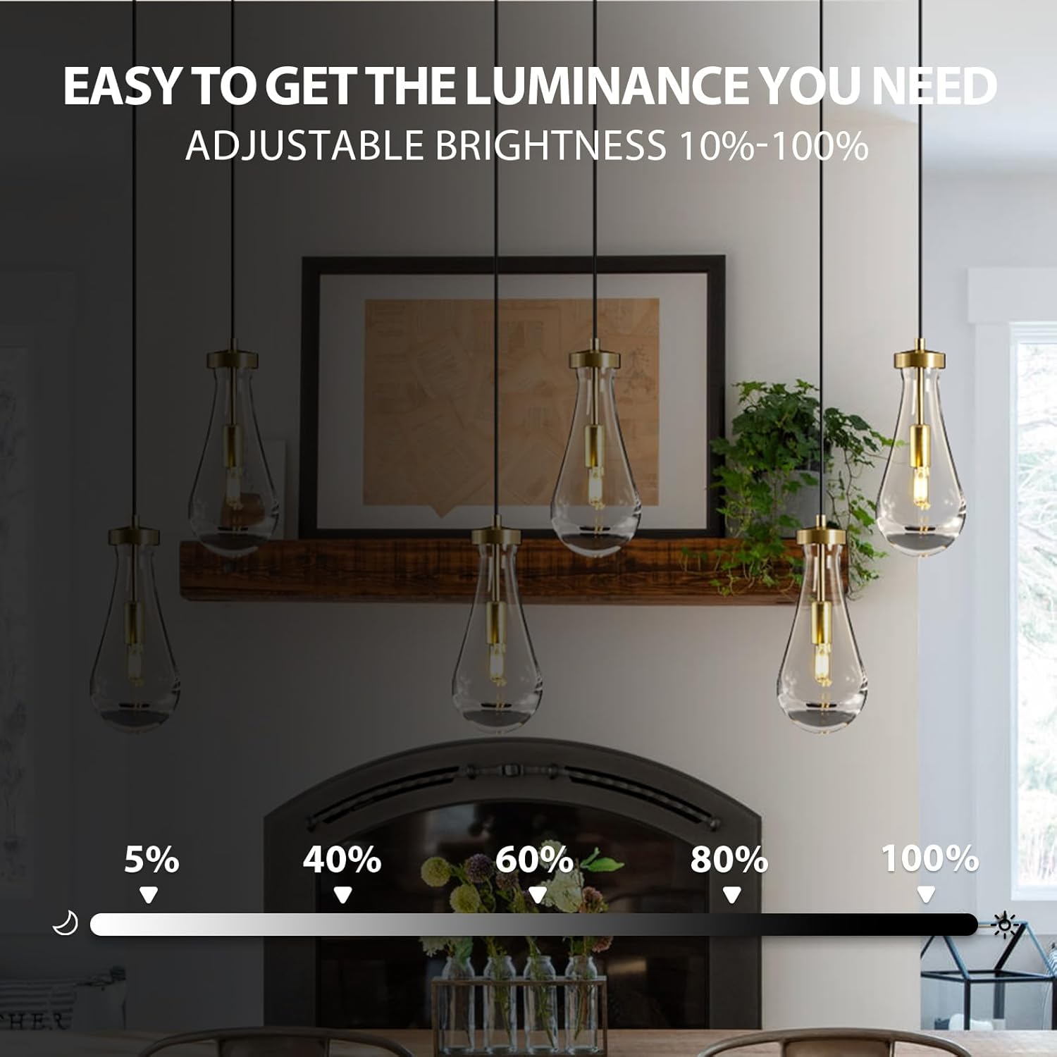 Modern 2-Light Gold Clear Glass Teardrop Pendant Light with Adjustable 87-Inch Cords, E12 Bulbs Included