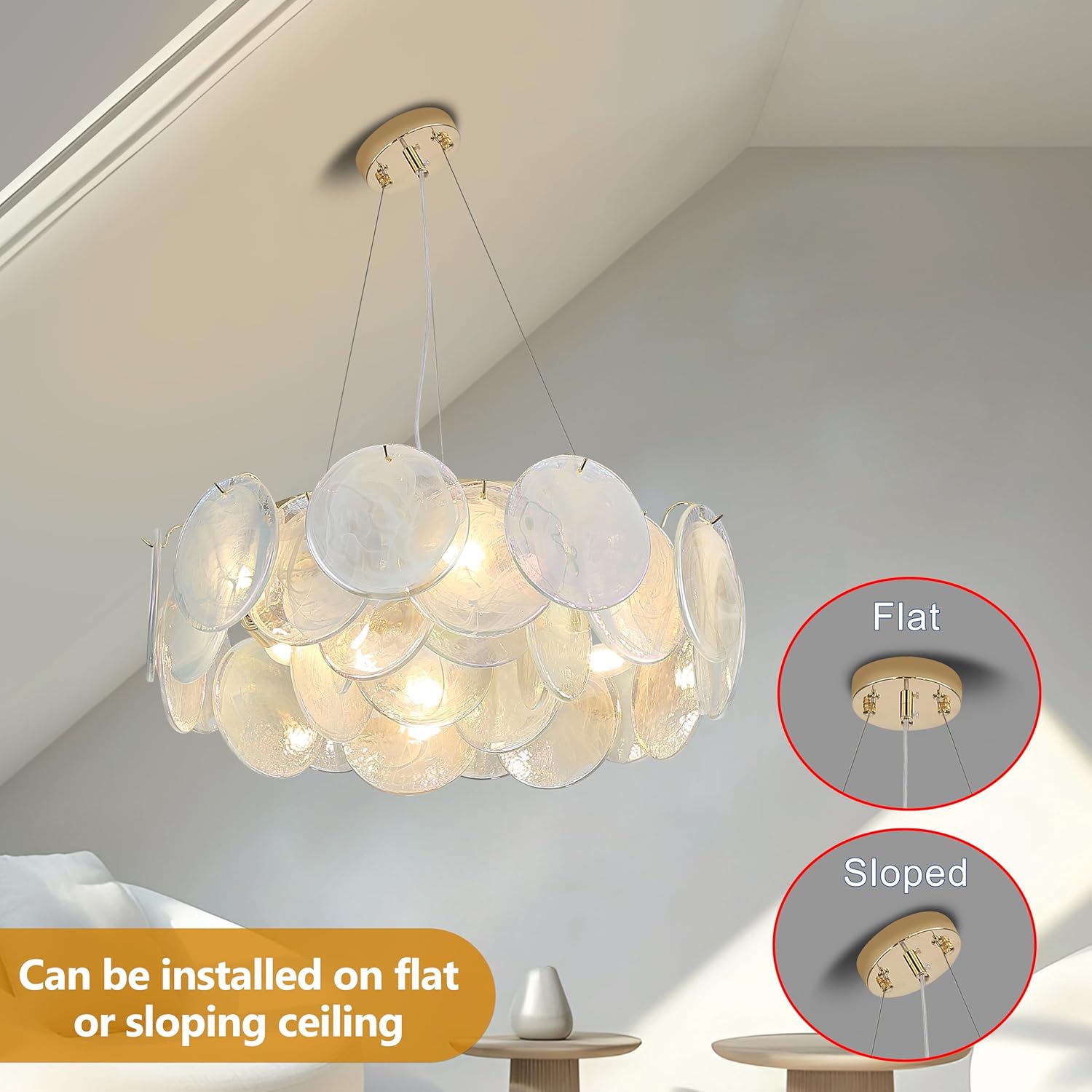 Modern Gold K9 Crystal Disc Chandelier 24 Inch Adjustable Pendant Light for Living Room Dining Room