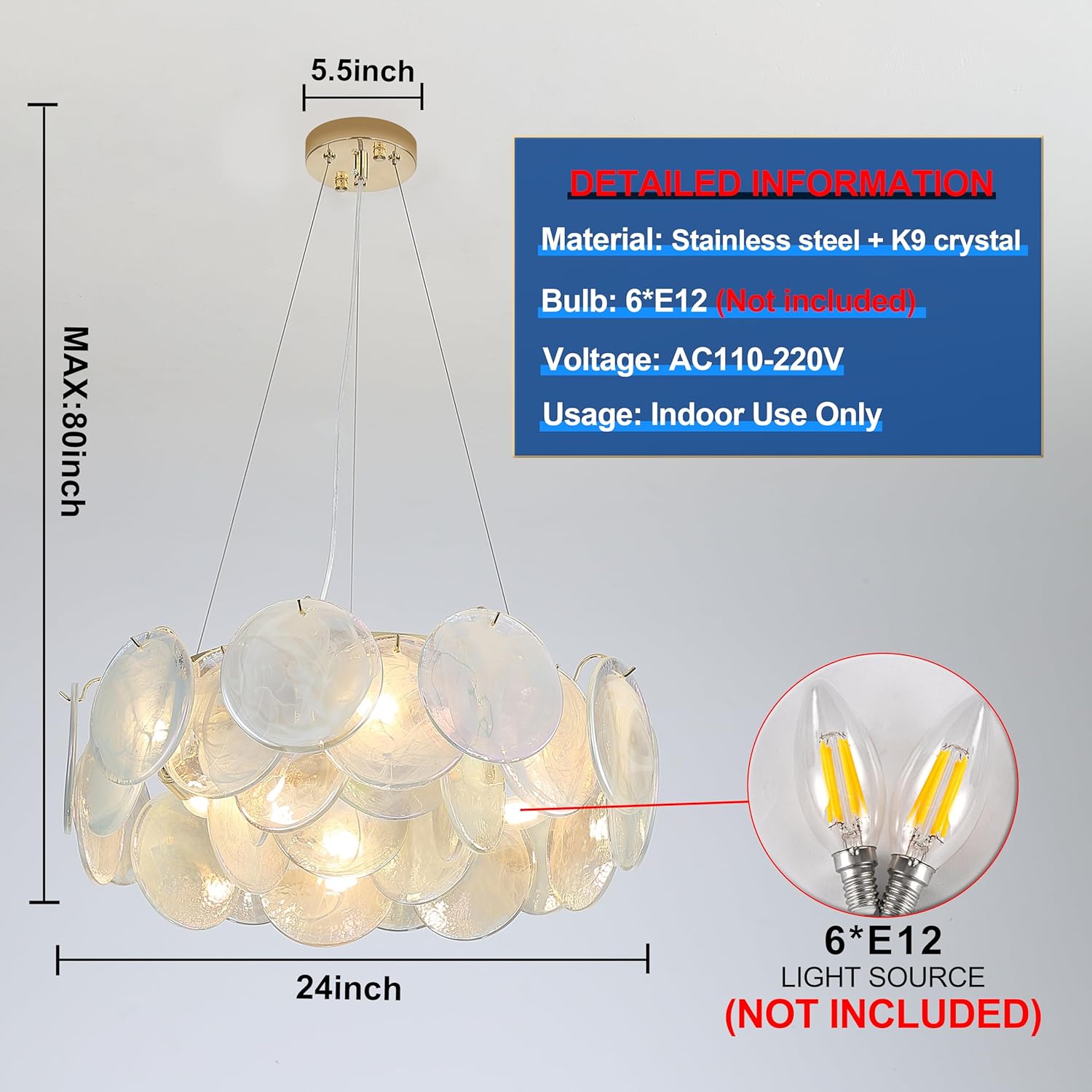 Modern Gold K9 Crystal Disc Chandelier 24 Inch Adjustable Pendant Light for Living Room Dining Room