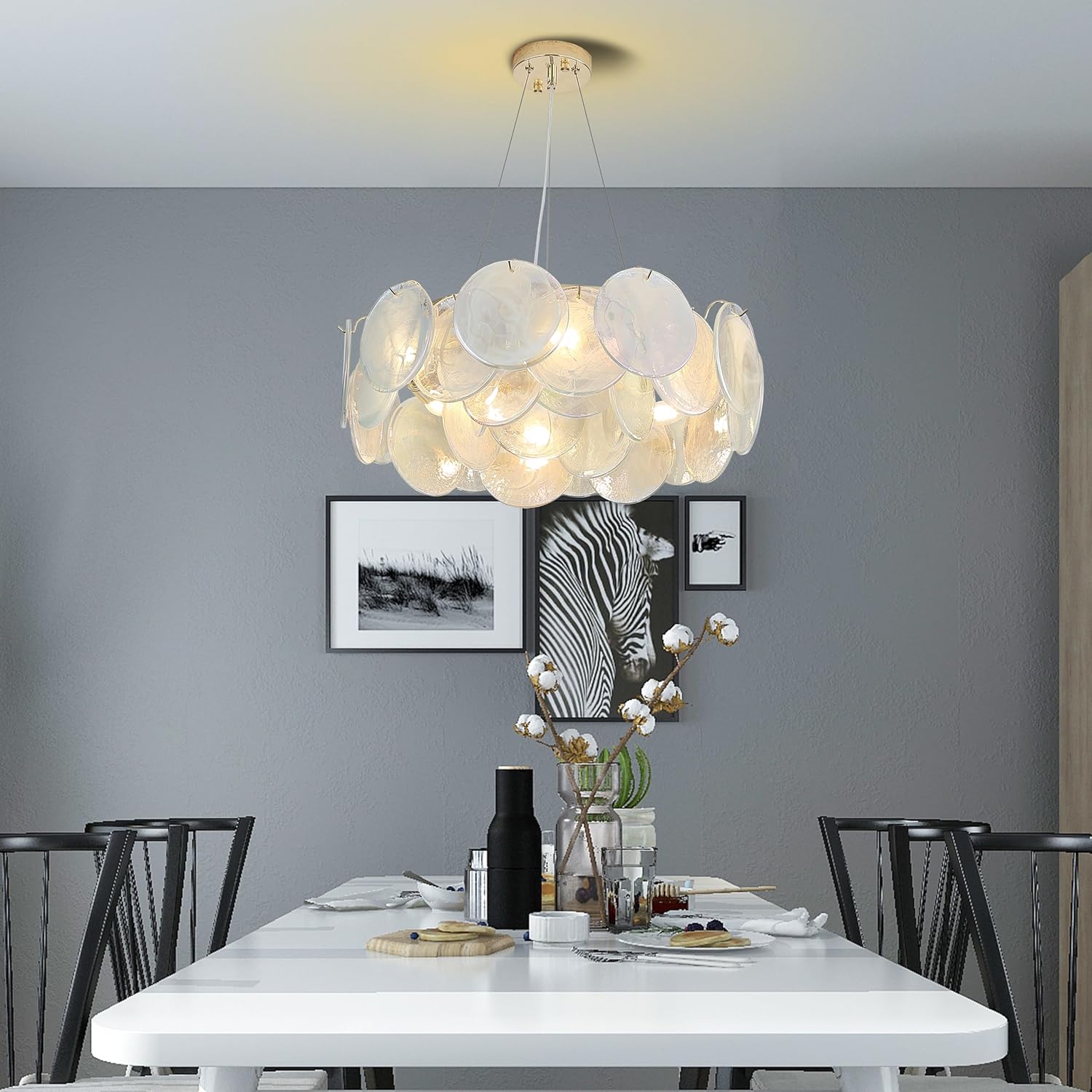 Modern Gold K9 Crystal Disc Chandelier 24 Inch Adjustable Pendant Light for Living Room Dining Room