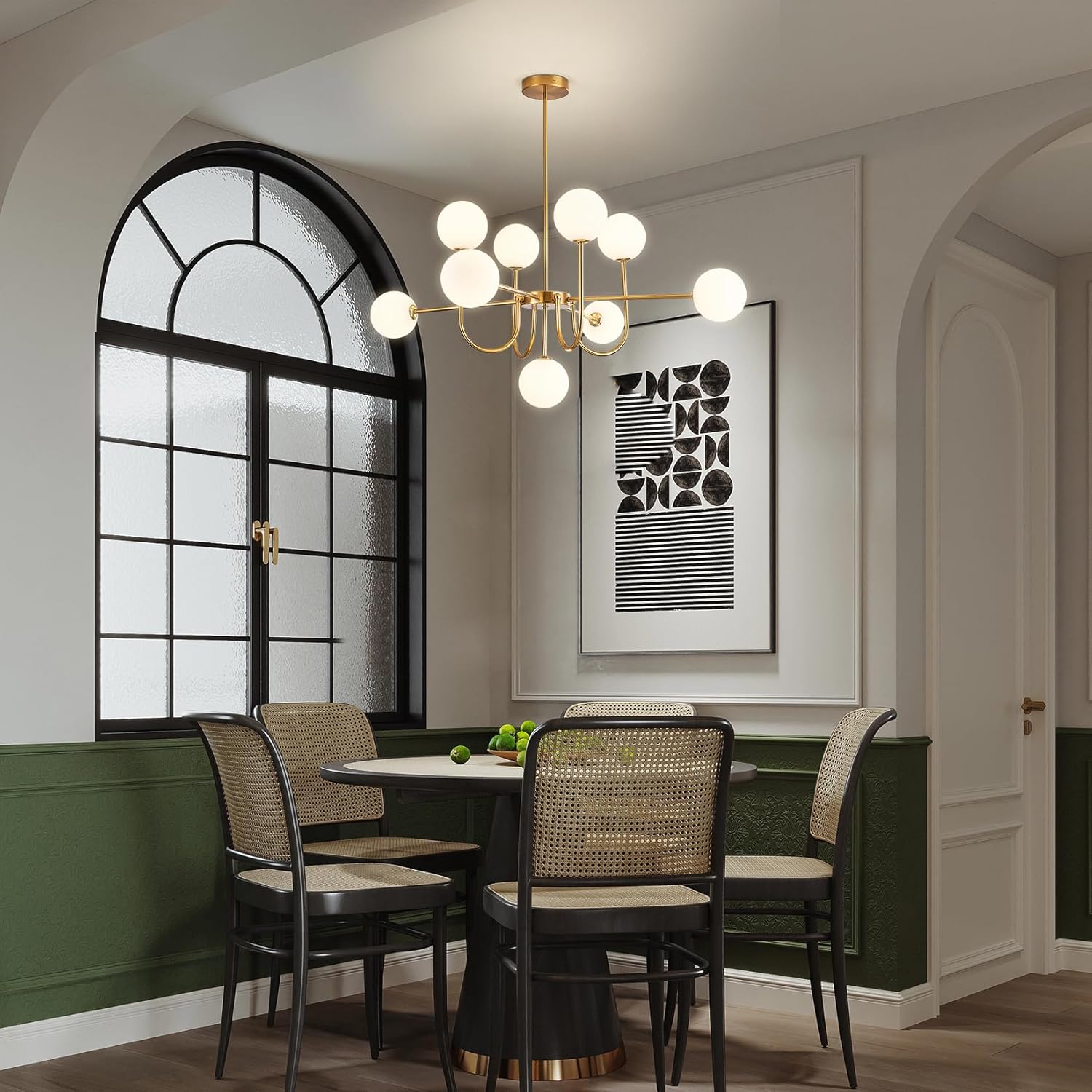 Modern Gold 10-Light Globe Chandelier with G9 Glass Shades