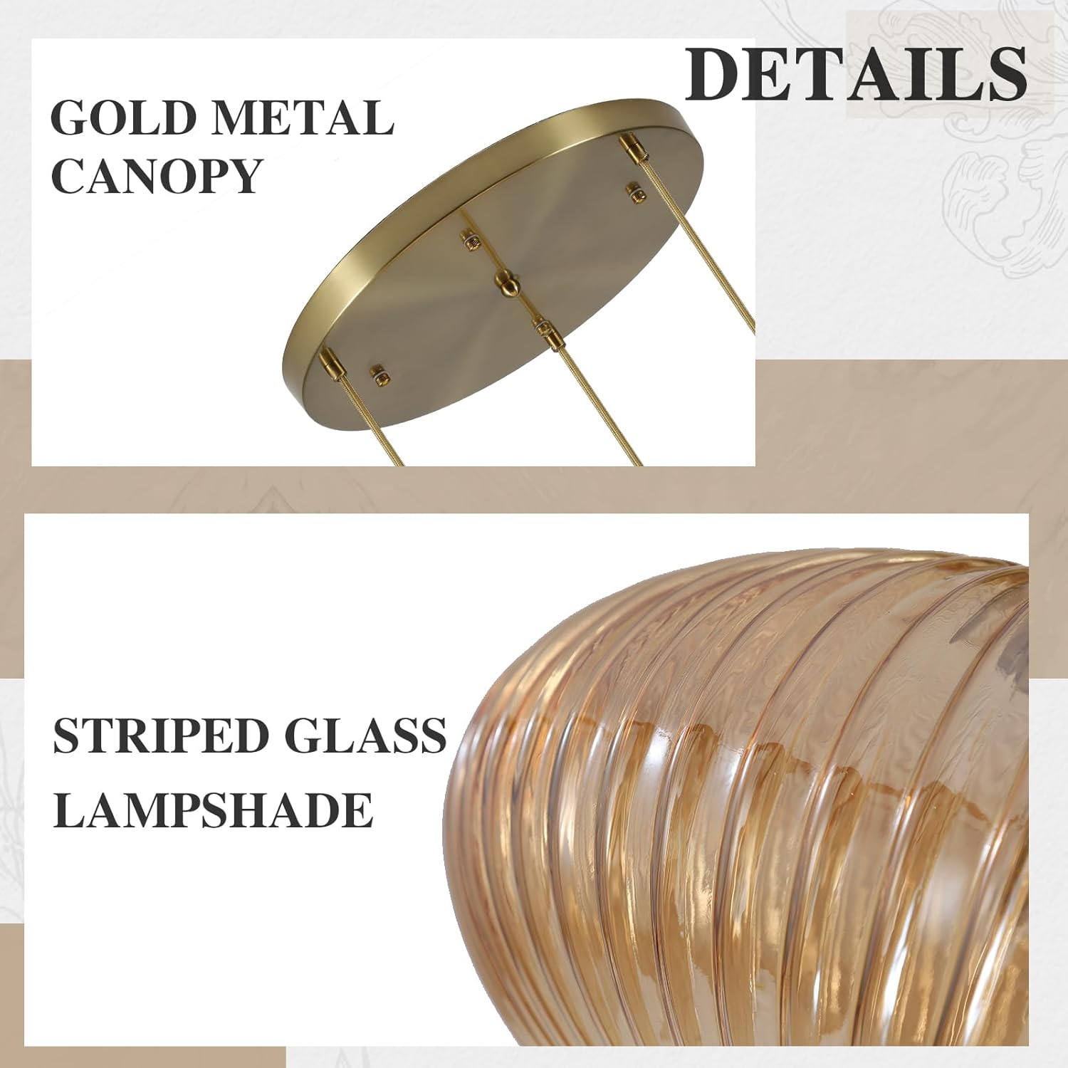 Modern Gold 3-Light Ribbed Glass Cluster Pendant Chandelier for Staircase and Foyer