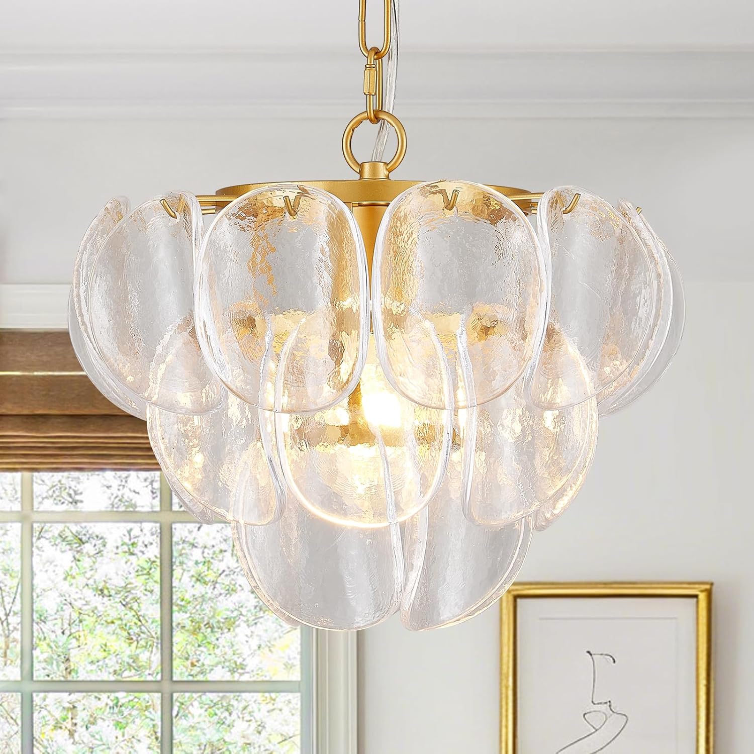 Modern Gold Cloud Glass Mini Pendant Chandelier Adjustable Chain E26 Ceiling Light