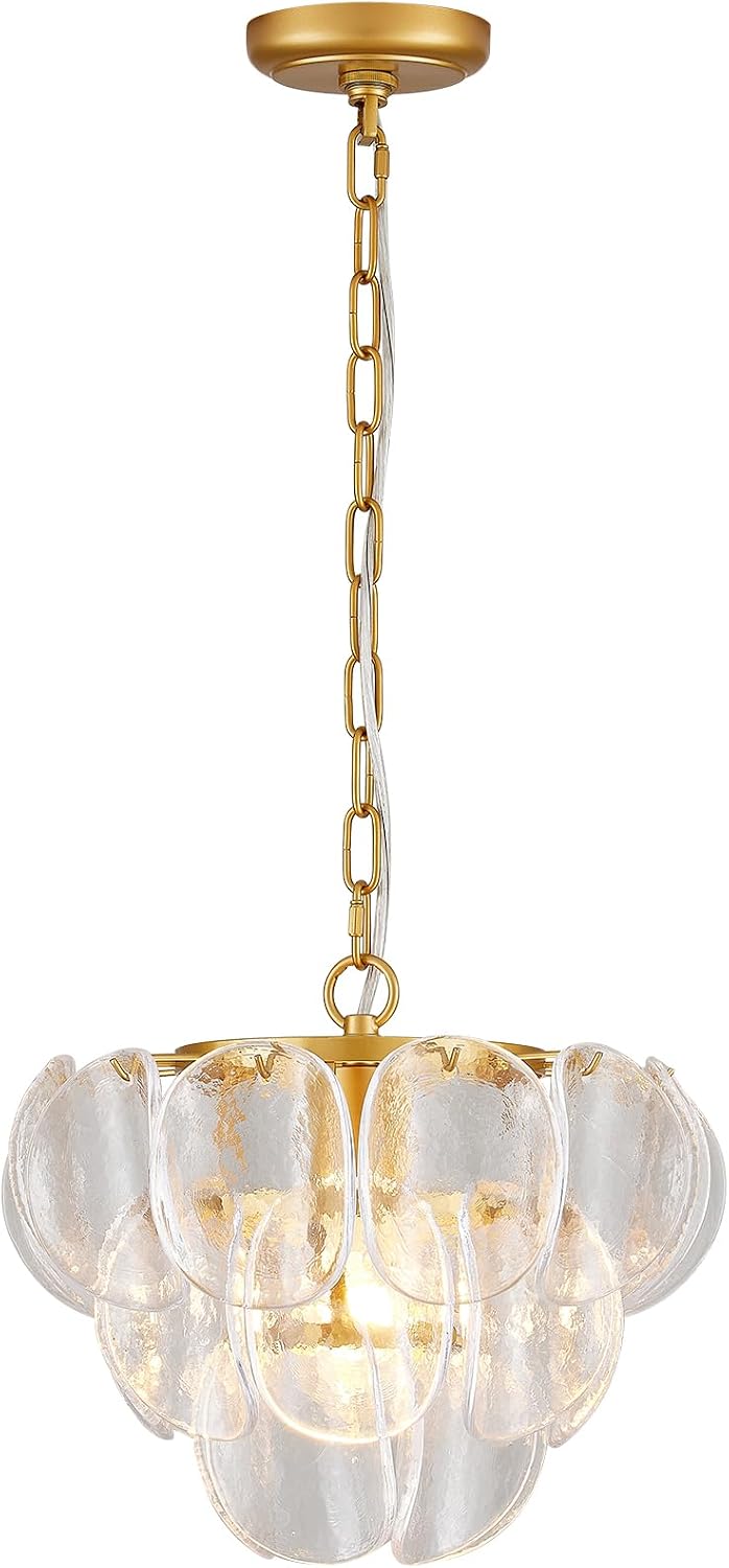 Modern Gold Cloud Glass Mini Pendant Chandelier Adjustable Chain E26 Ceiling Light
