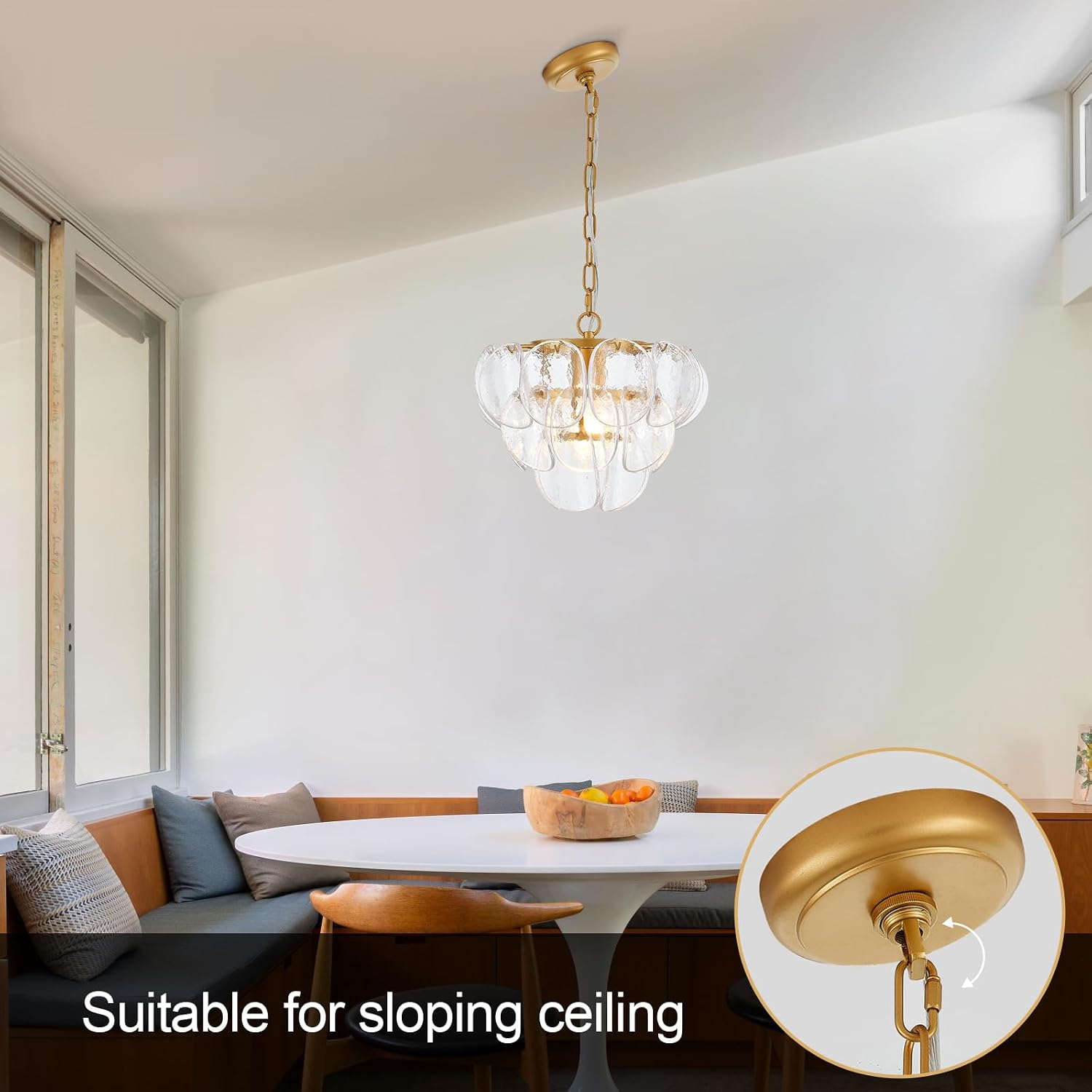 Modern Gold Cloud Glass Mini Pendant Chandelier Adjustable Chain E26 Ceiling Light