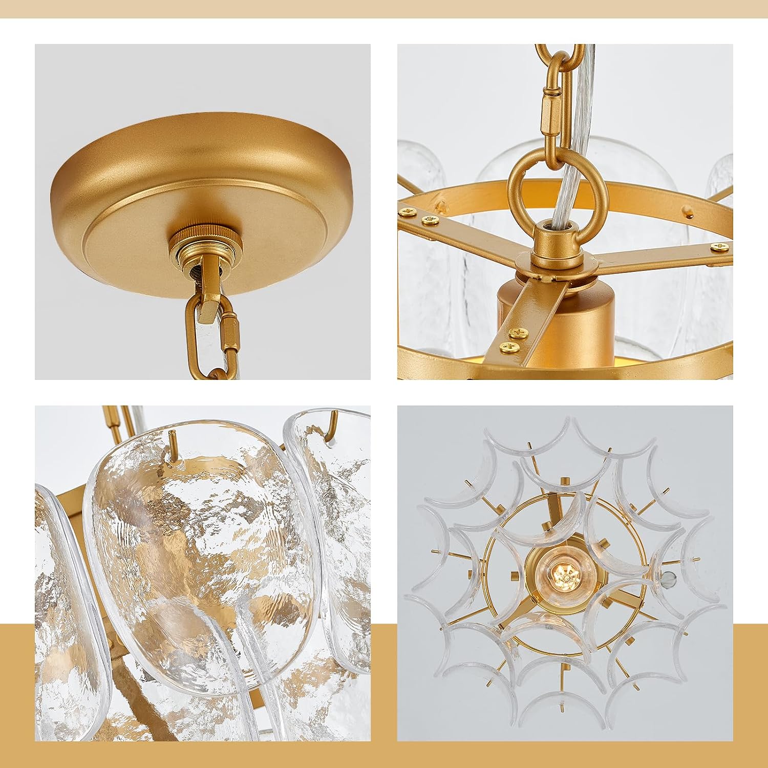 Modern Gold Cloud Glass Mini Pendant Chandelier Adjustable Chain E26 Ceiling Light