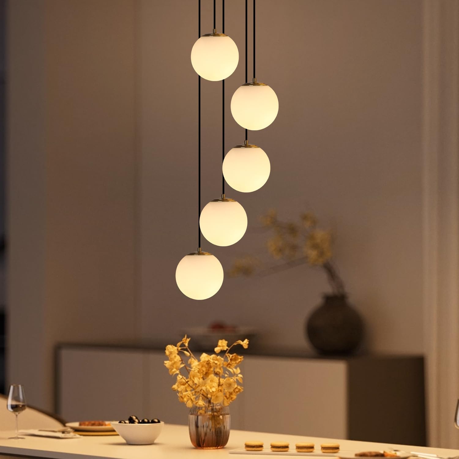 Modern Luxury Gold Multi Globe Adjustable LED Pendant Chandelier