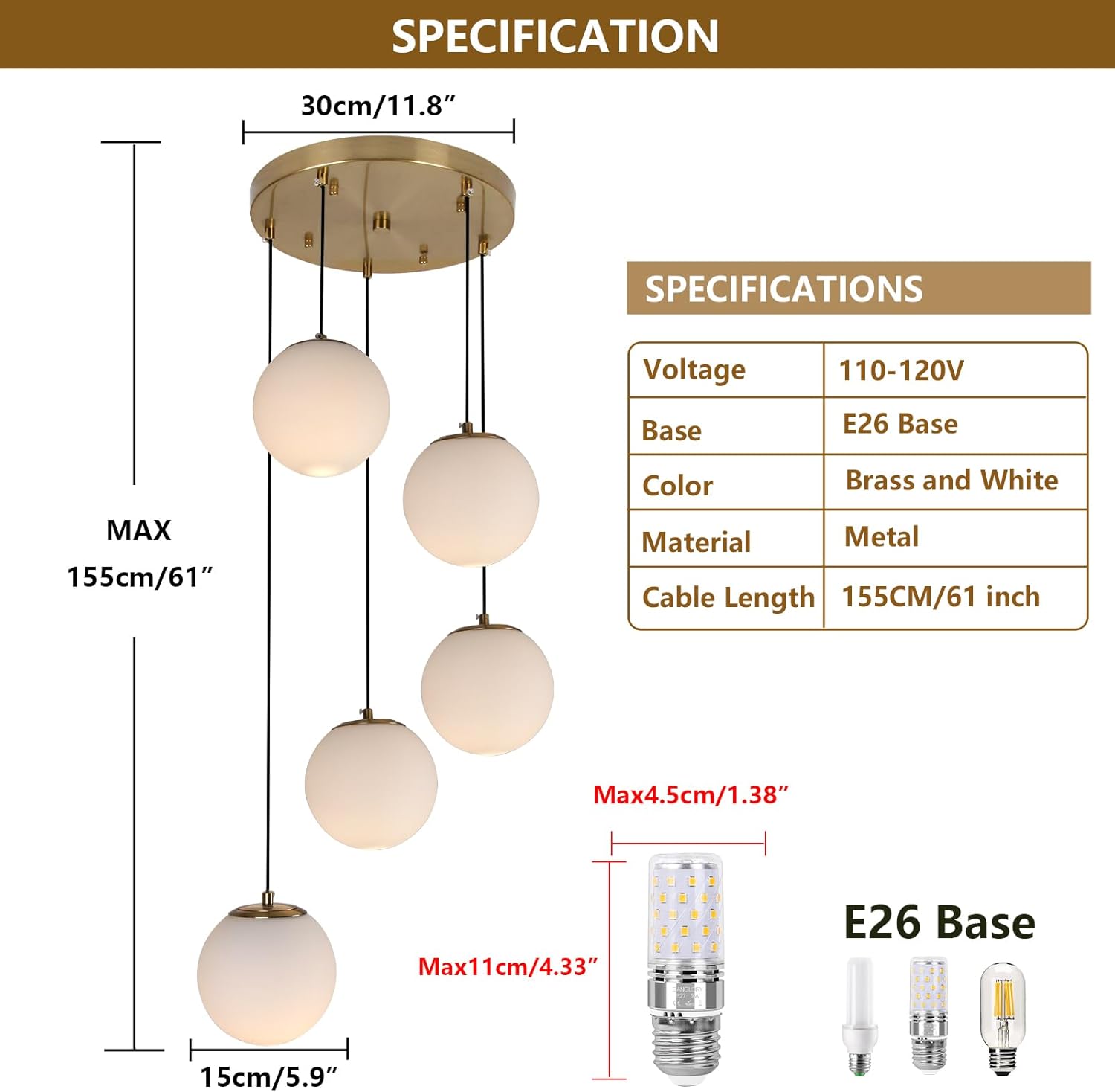 Modern Luxury Gold Multi Globe Adjustable LED Pendant Chandelier