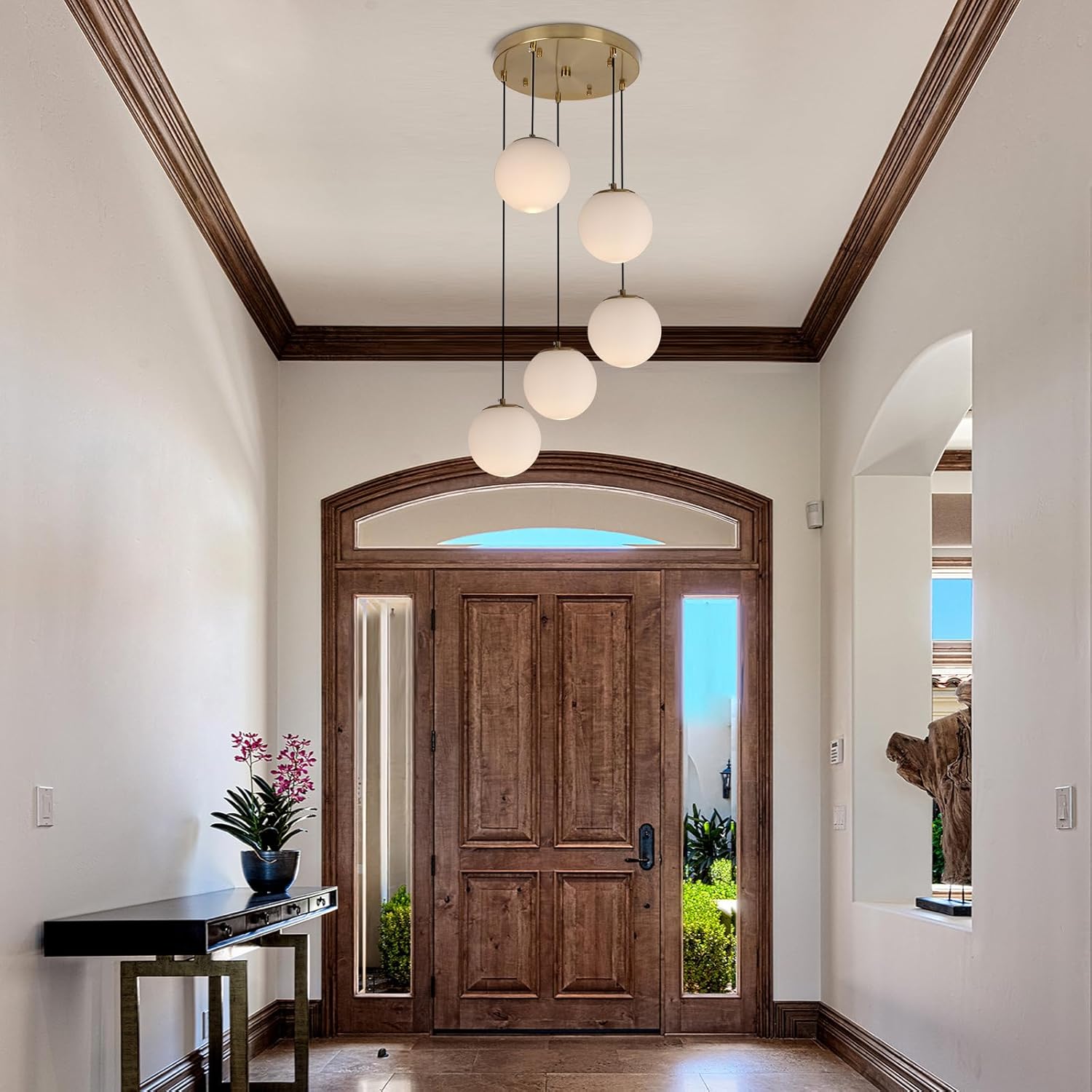 Modern Luxury Gold Multi Globe Adjustable LED Pendant Chandelier
