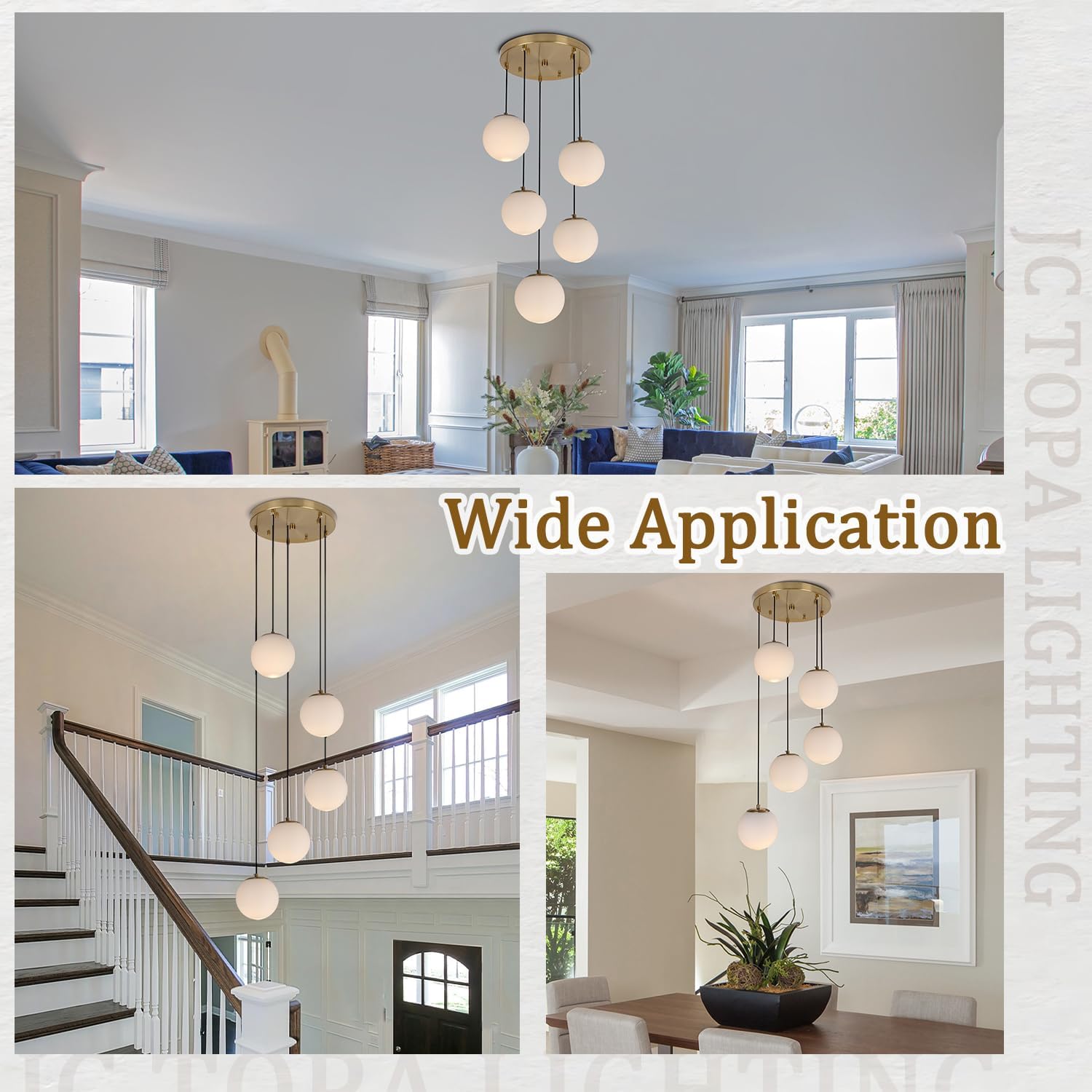 Modern Luxury Gold Multi Globe Adjustable LED Pendant Chandelier