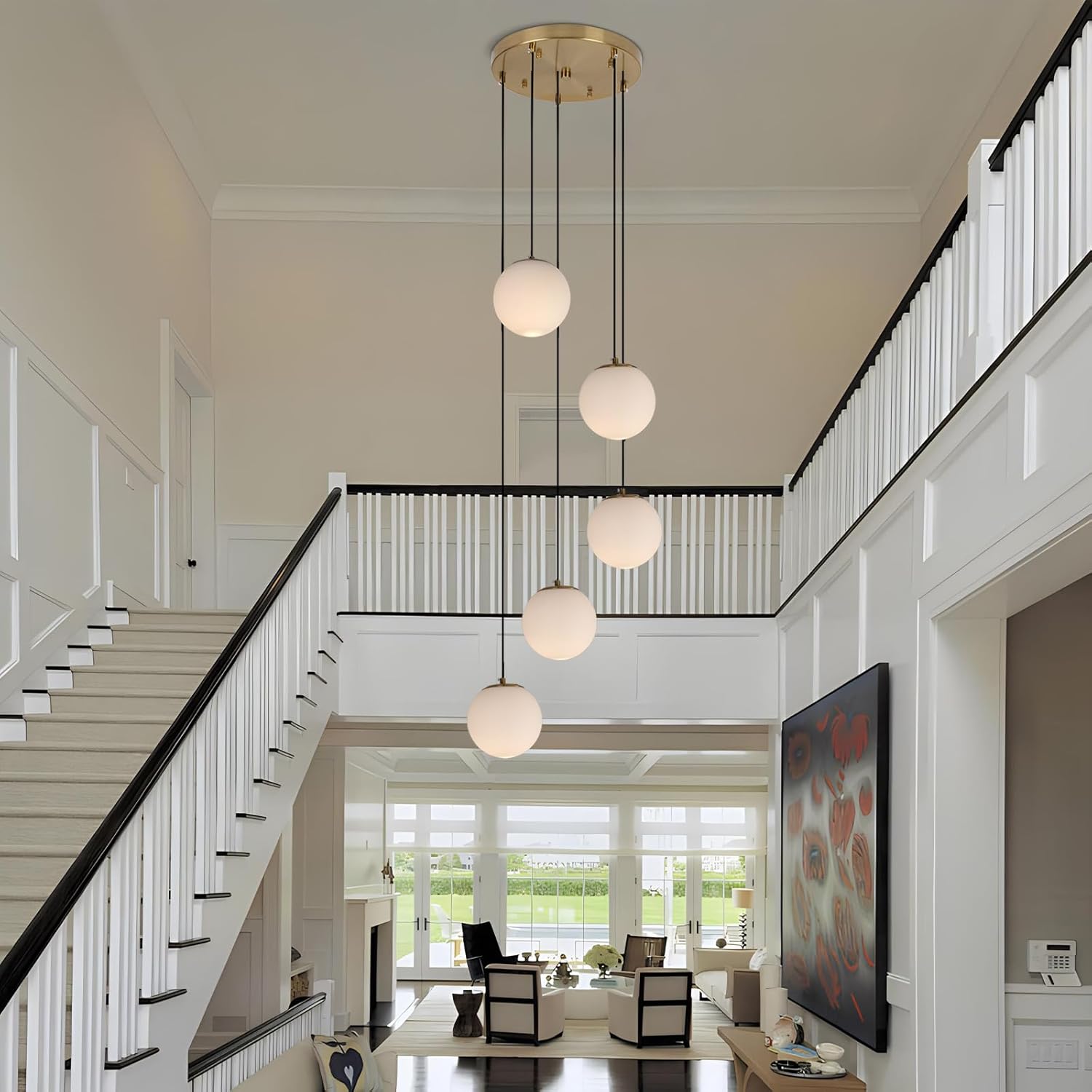 Modern Luxury Gold Multi Globe Adjustable LED Pendant Chandelier