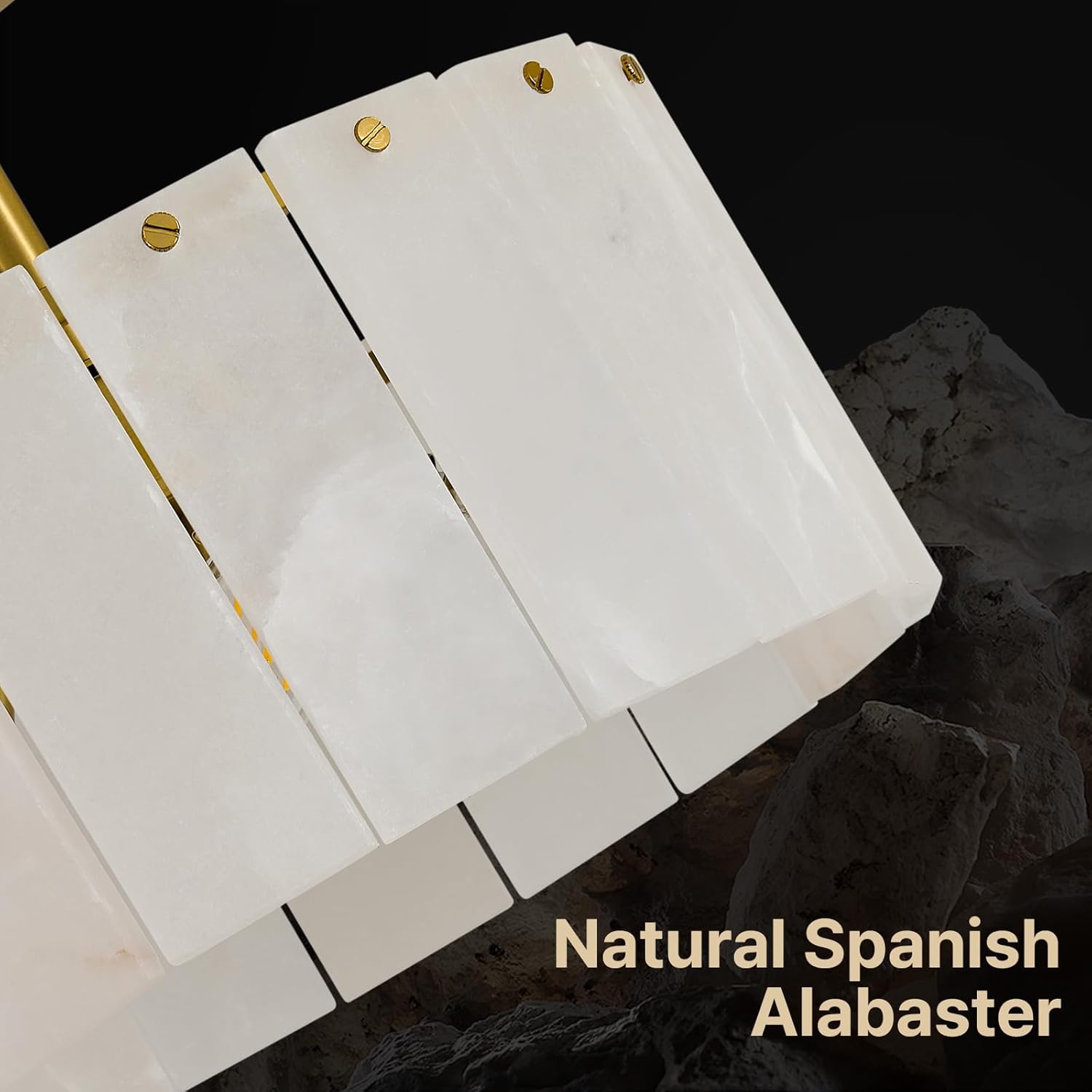 Modern Spanish Alabaster Semi Flush Mount Ceiling Light Gold Round Luxury 3-Light Fixture