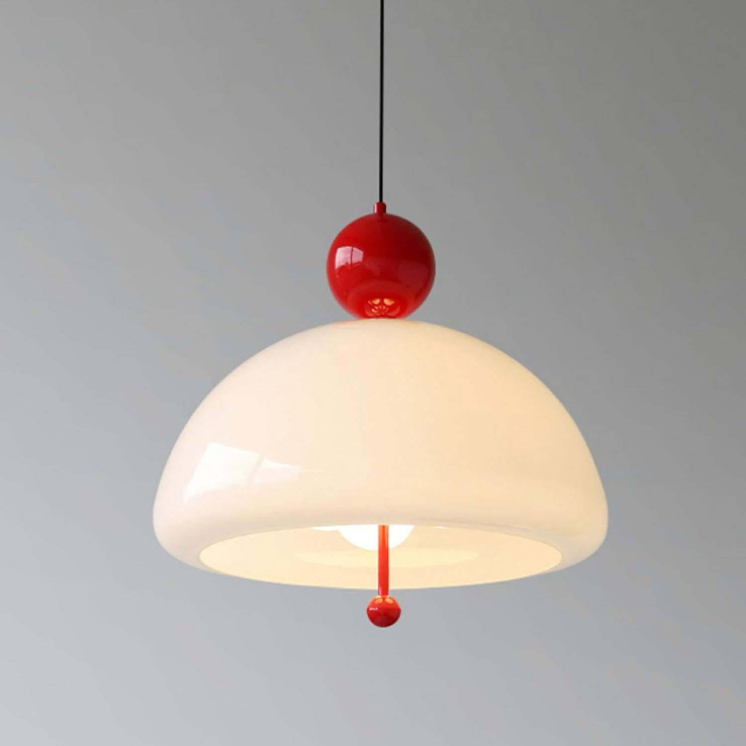 Nordic Modern Dome Pendant Light White and Red Hanging Ceiling Lamp Adjustable E26 Fixture