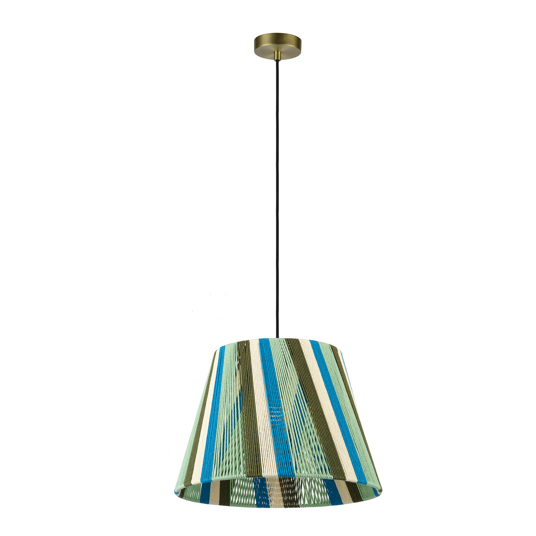 Colorful Cotton String Pendant Light - Handmade Woven Lampshade, Adjustable Ceiling Lamp