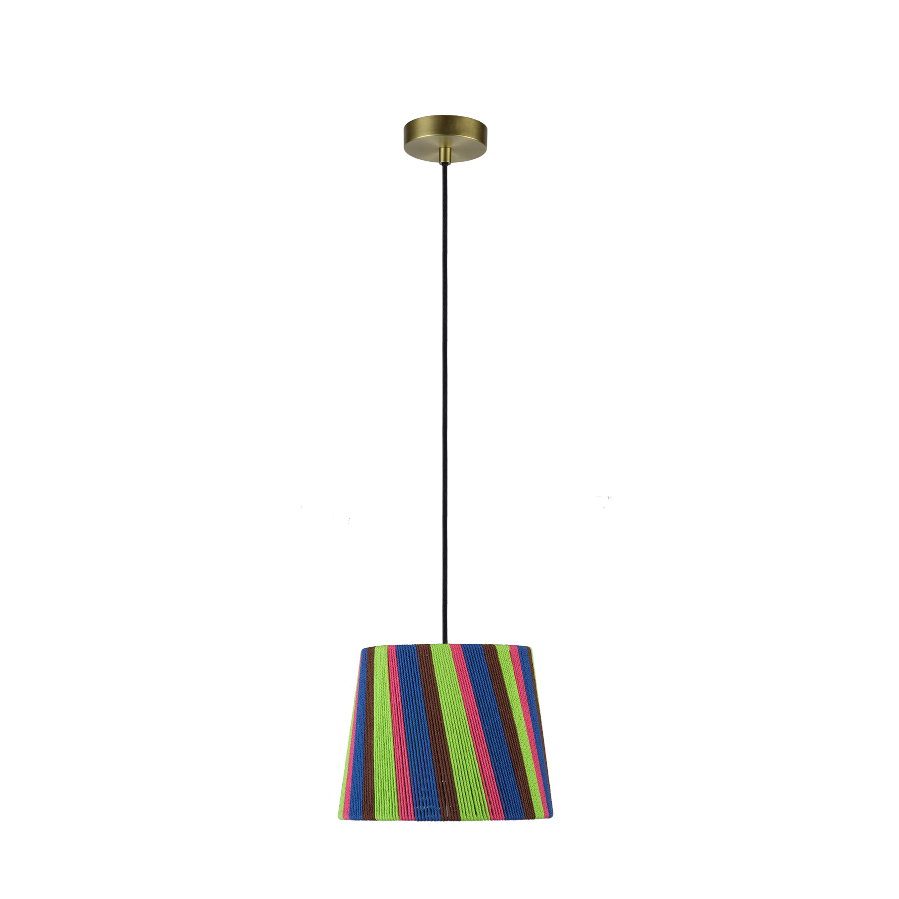 Vibrant Multicolor Cotton String Pendant Light - Handmade Artistic Woven Lampshade