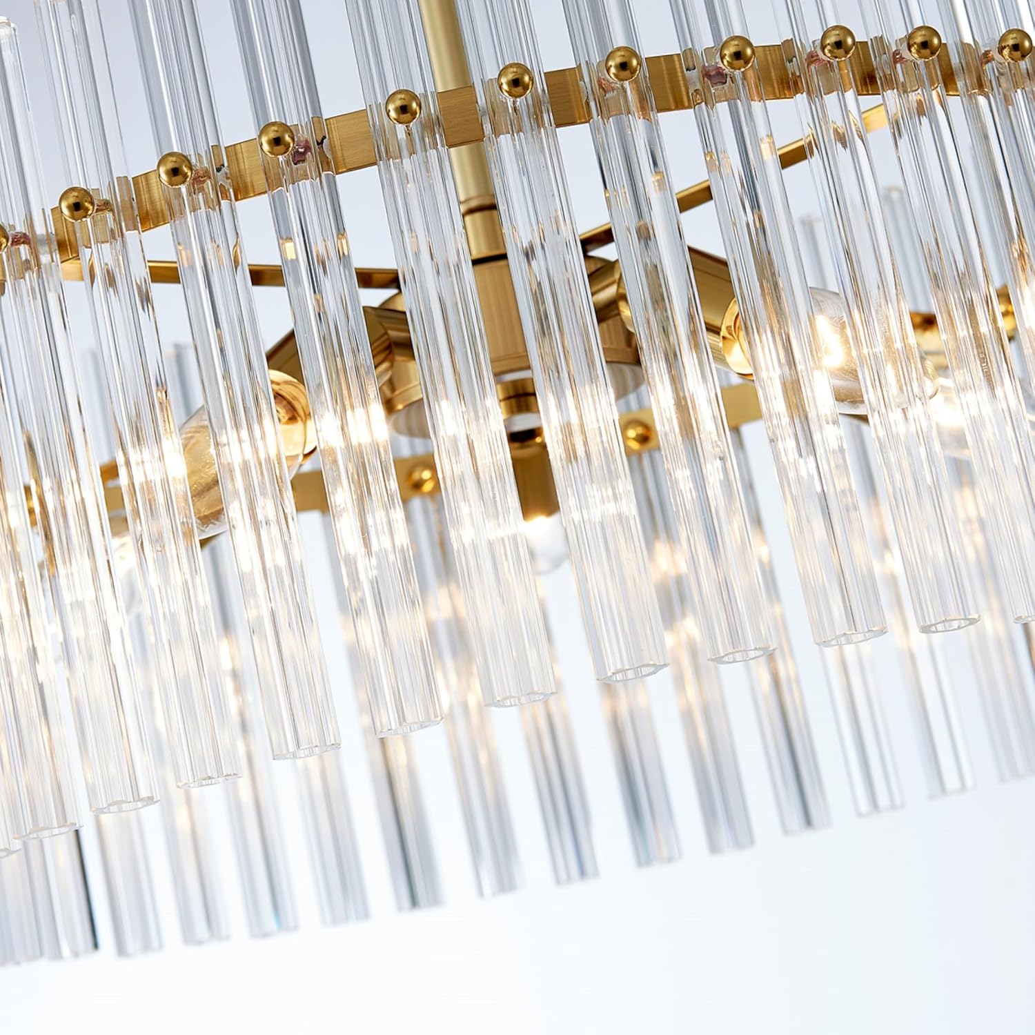 Luxury Modern Crystal Chandelier – Round Gold Pendant Ceiling Light with Adjustable Height