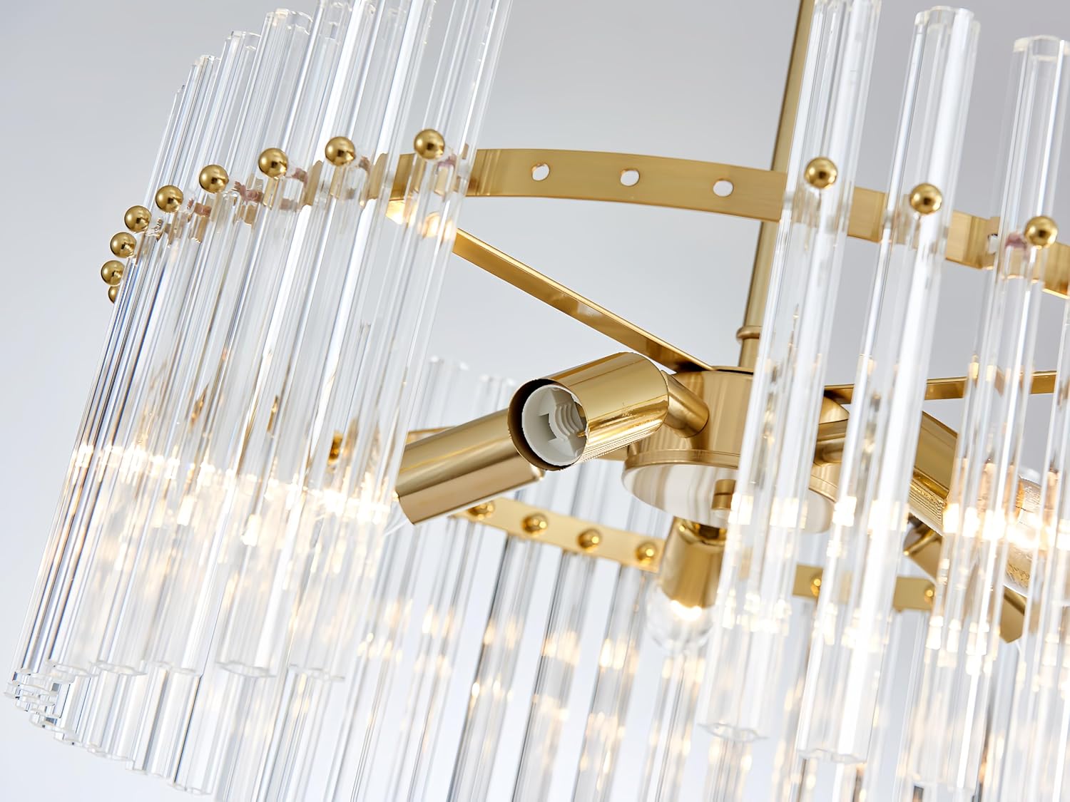 Luxury Modern Crystal Chandelier – Round Gold Pendant Ceiling Light with Adjustable Height