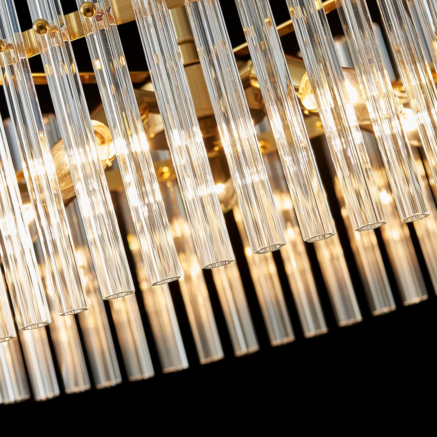 Luxury Modern Crystal Chandelier – Round Gold Pendant Ceiling Light with Adjustable Height