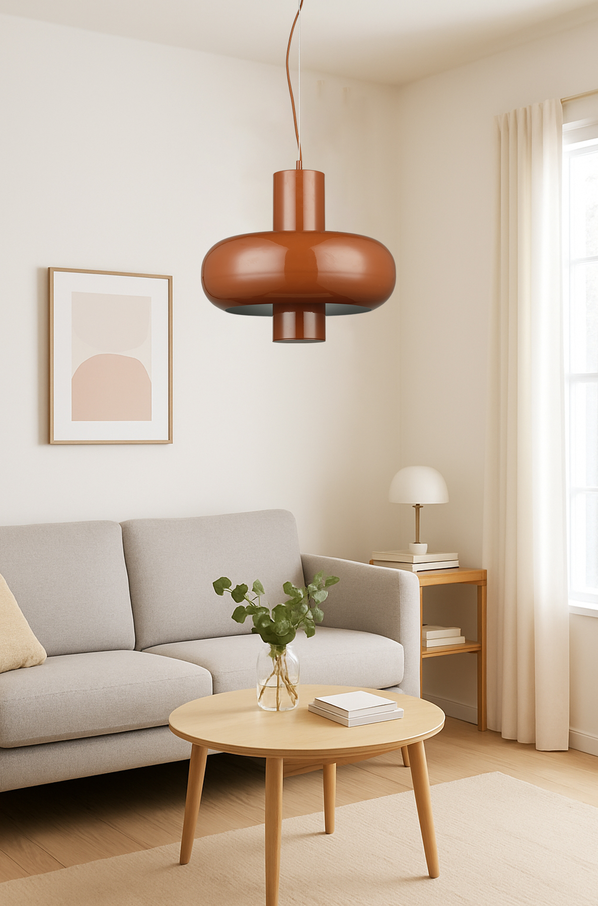 Retro Modern Round Metal Pendant Light - Adjustable Height, Dimmable LED Ceiling Lamp