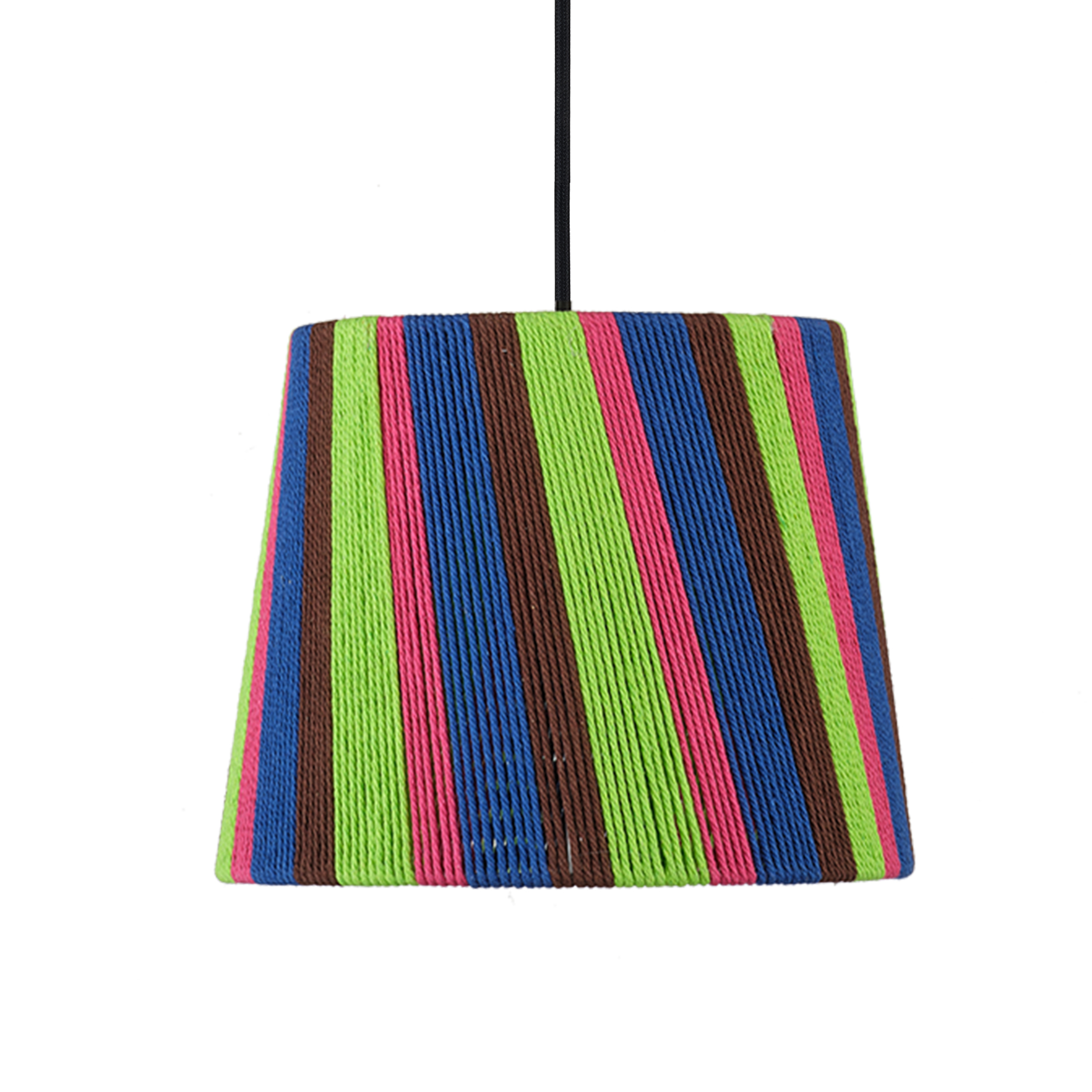 Vibrant Multicolor Cotton String Pendant Light - Handmade Artistic Woven Lampshade
