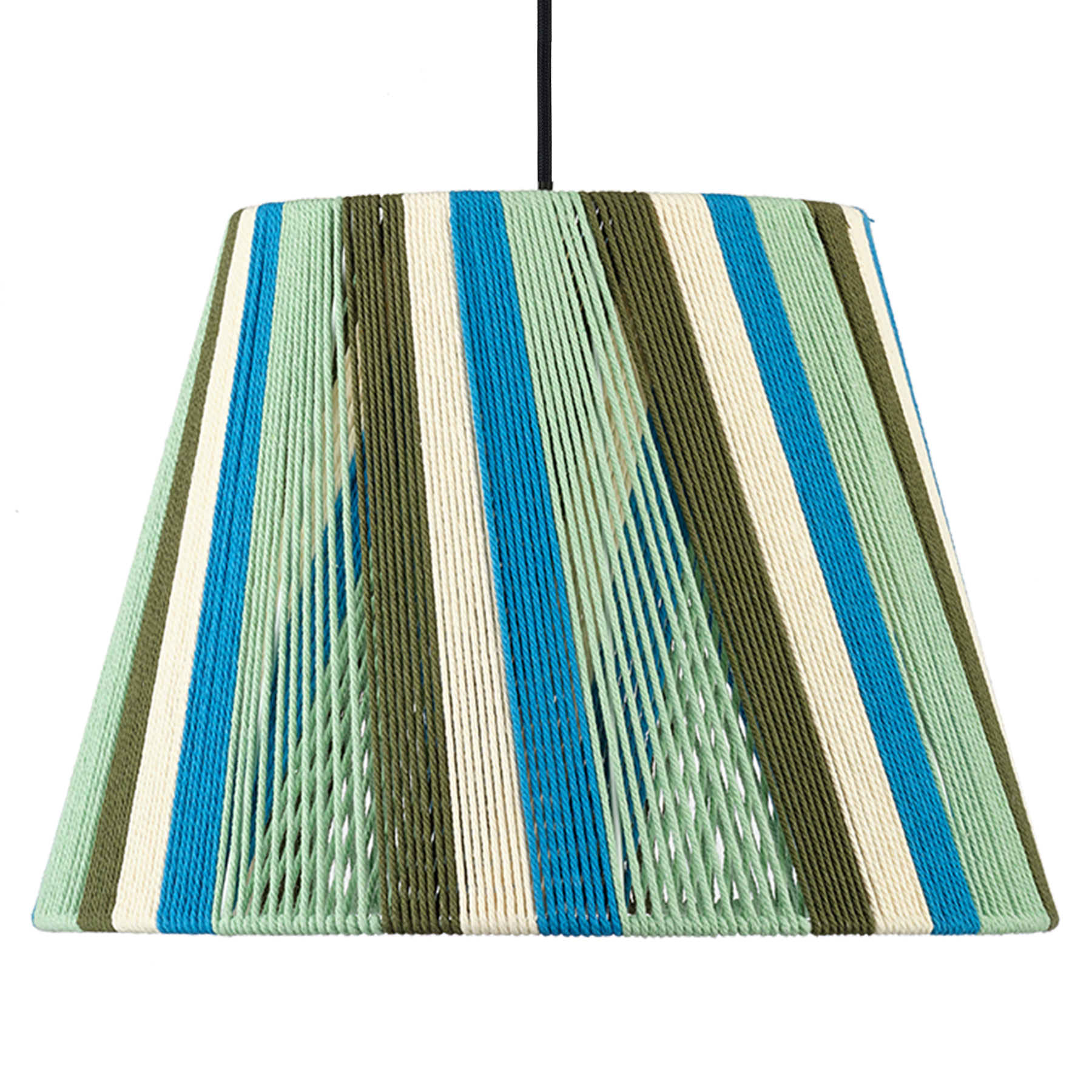 Colorful Cotton String Pendant Light - Handmade Woven Lampshade, Adjustable Ceiling Lamp