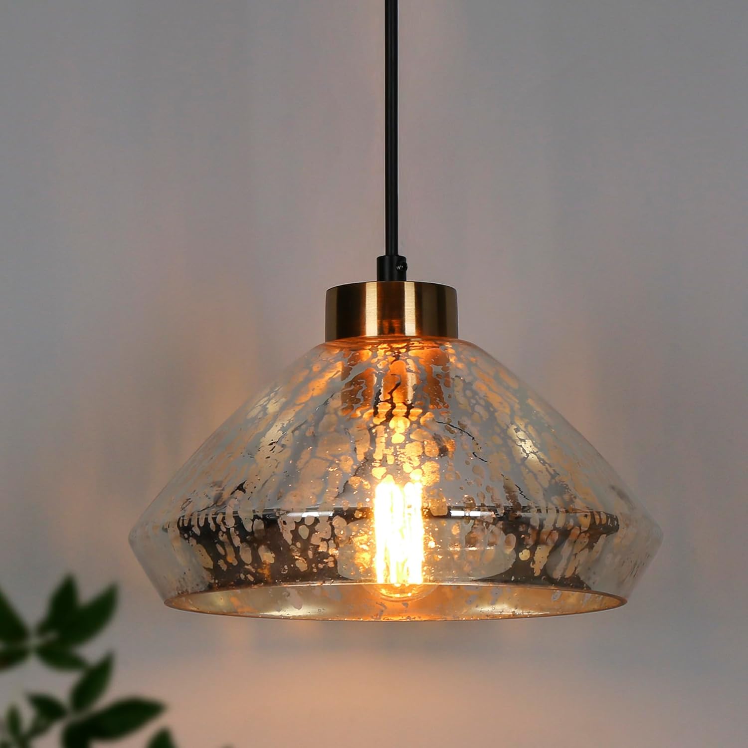 Modern Gold Seeded Glass Pendant Light Adjustable Hanging Kitchen Island Lamp E26