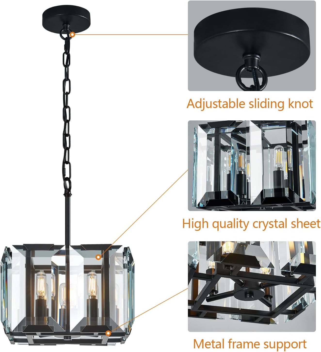 Modern Luxury Crystal Pendant Chandelier Adjustable Height E12