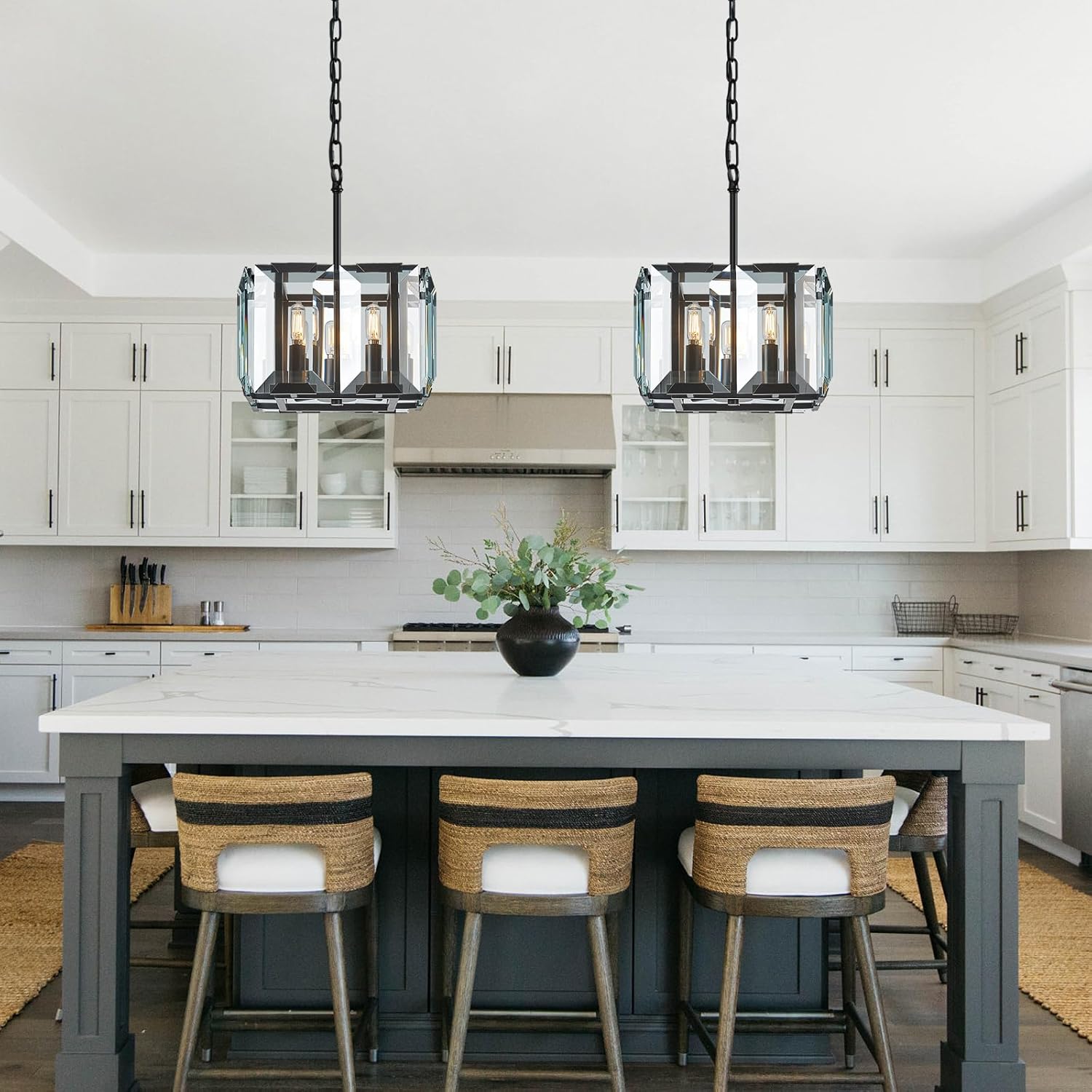 Modern Luxury Crystal Pendant Chandelier Adjustable Height E12
