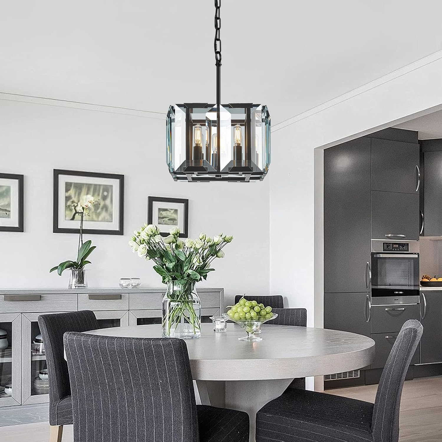 Modern Luxury Crystal Pendant Chandelier Adjustable Height E12