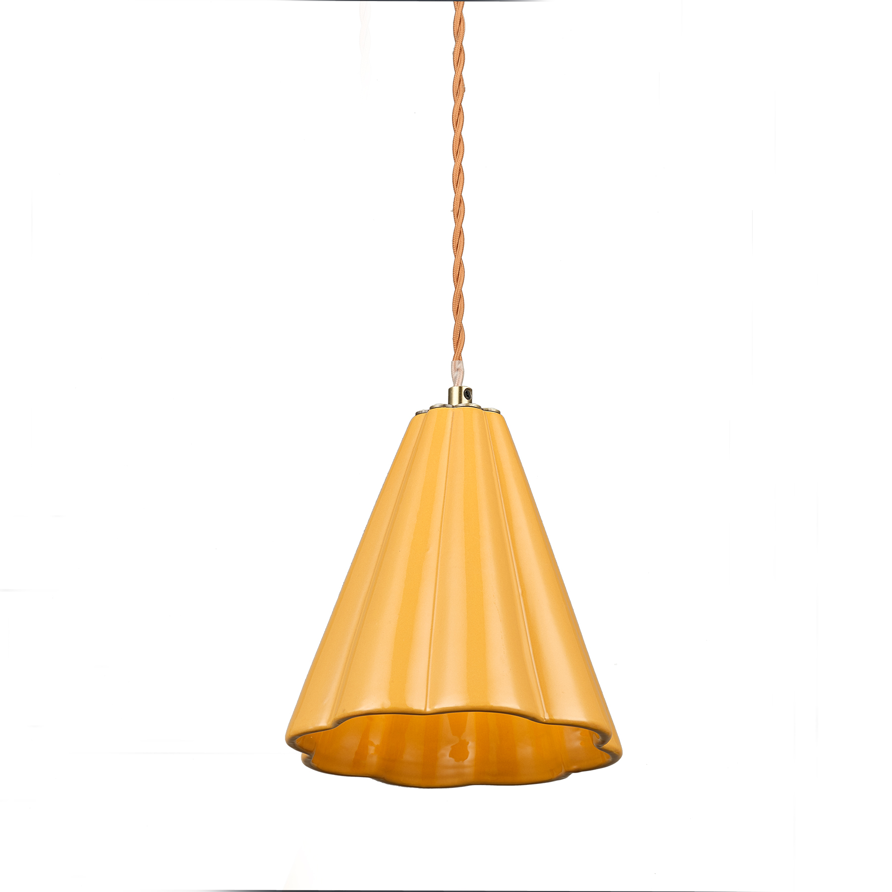 Modern Orange Ceramic Pendant Light - Dimmable LED, Adjustable Height Hanging Lamp