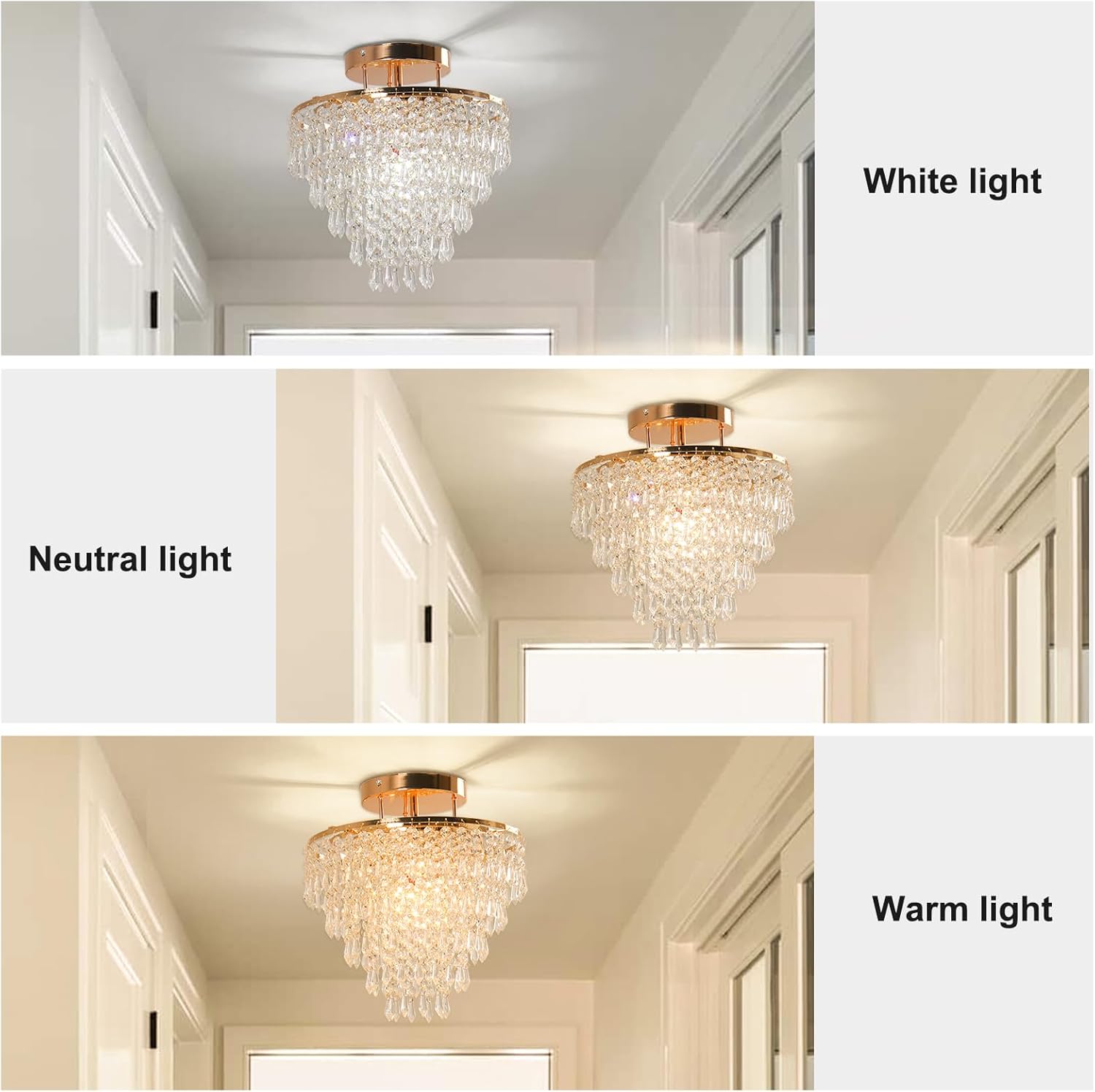 Modern Crystal Flush Mount Ceiling Light - Compact 11.8