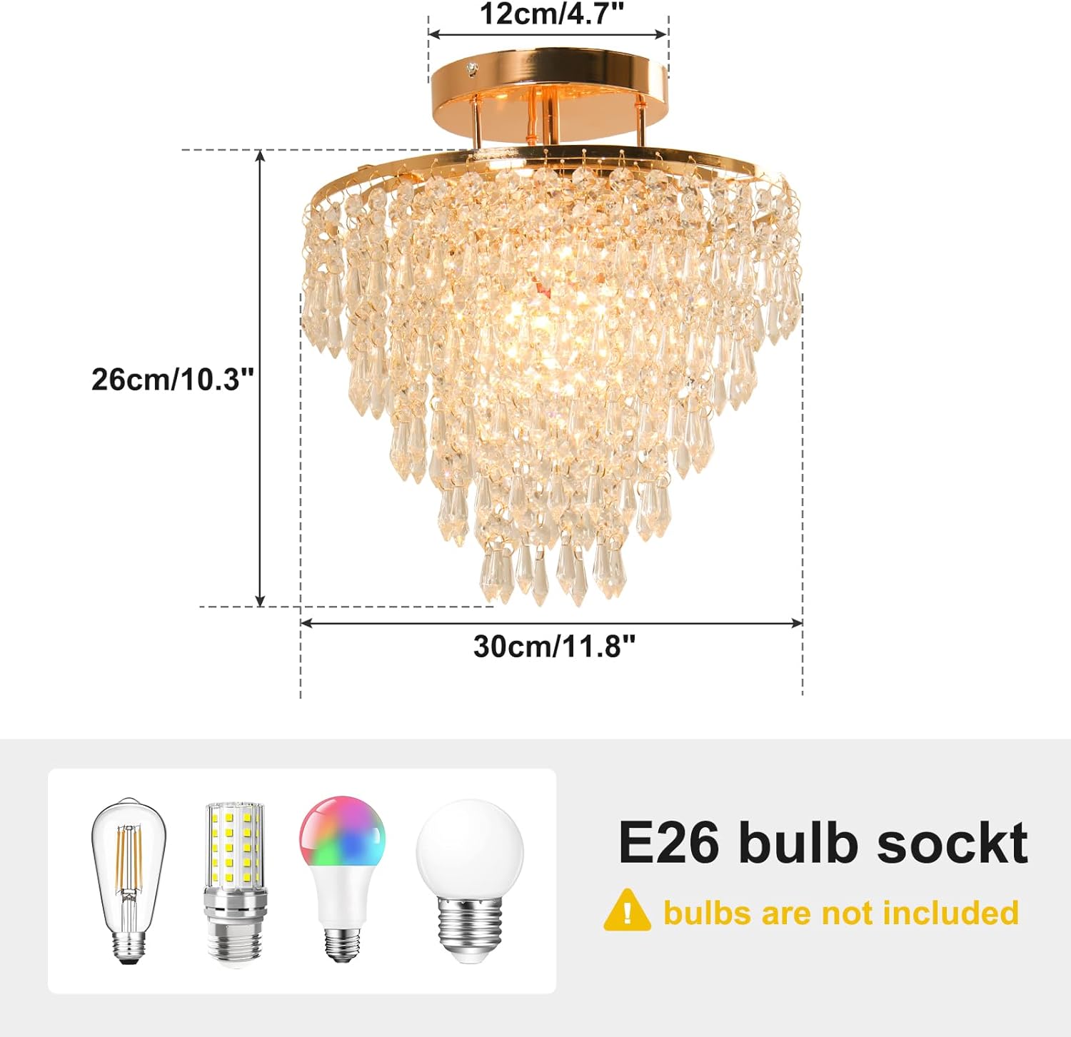 Modern Crystal Flush Mount Ceiling Light - Compact 11.8