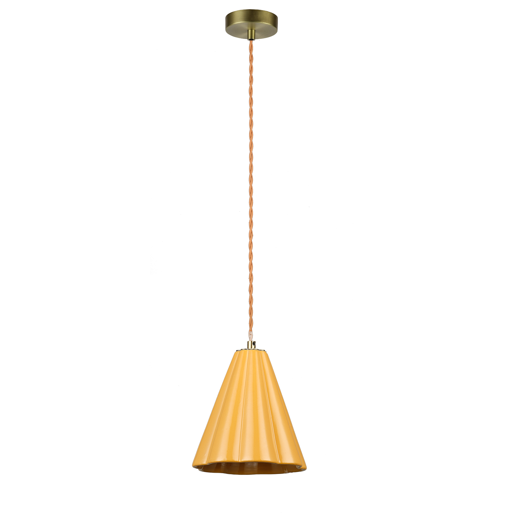 Modern Orange Ceramic Pendant Light - Dimmable LED, Adjustable Height Hanging Lamp