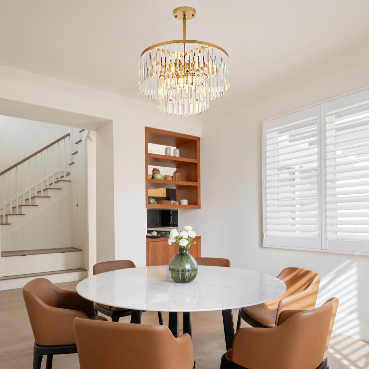 Modern Crystal Flush Mount Ceiling Light - Compact 11.8