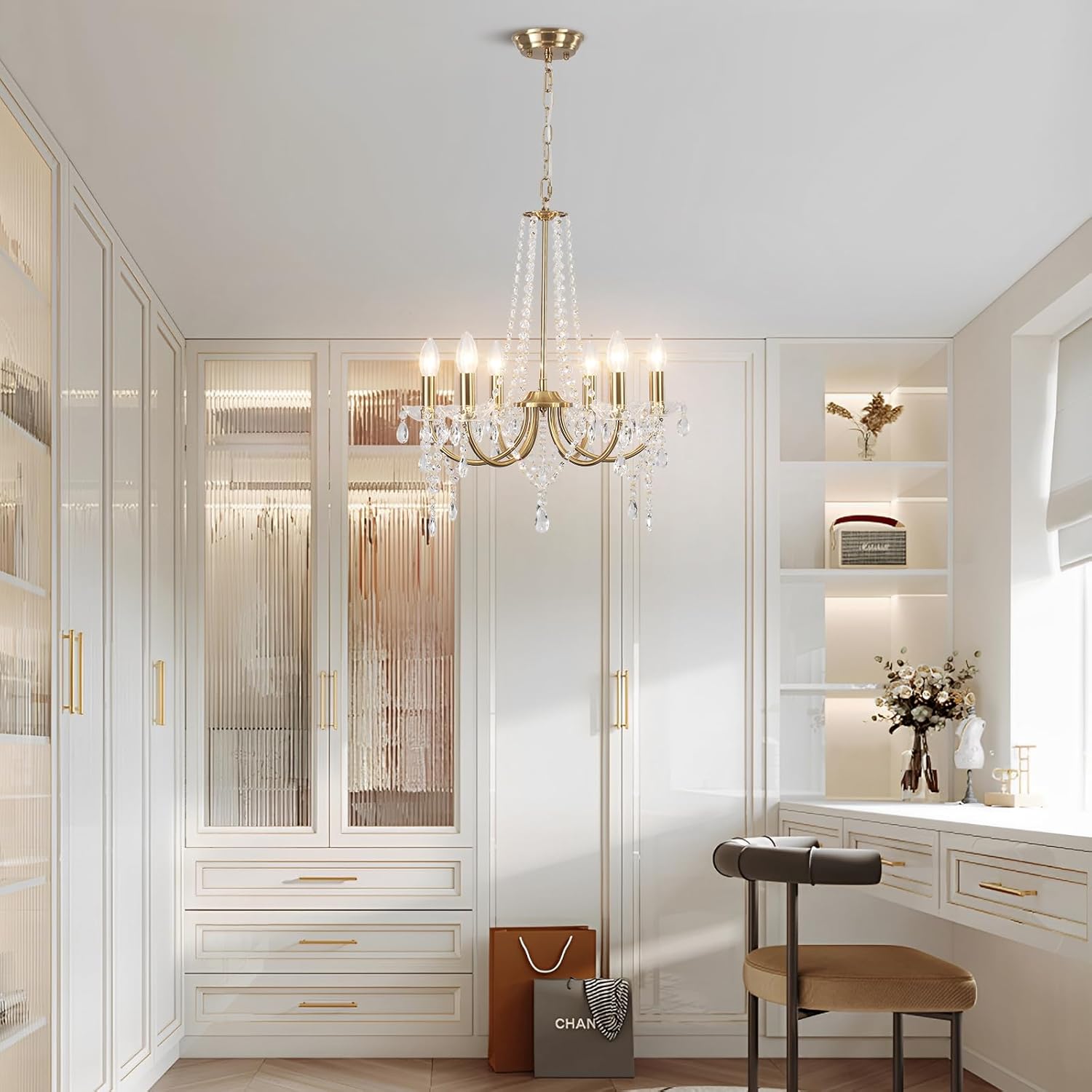 8-Light Gold Crystal Chandelier – 20.1