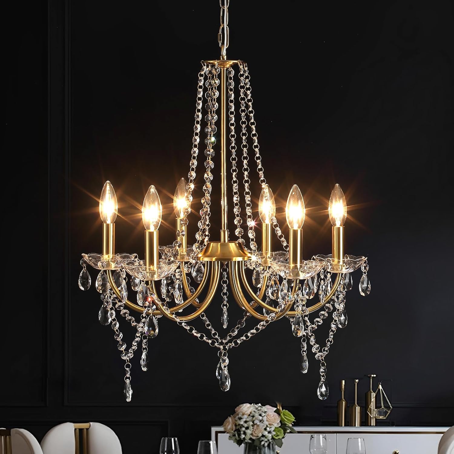 8-Light Gold Crystal Chandelier – 20.1