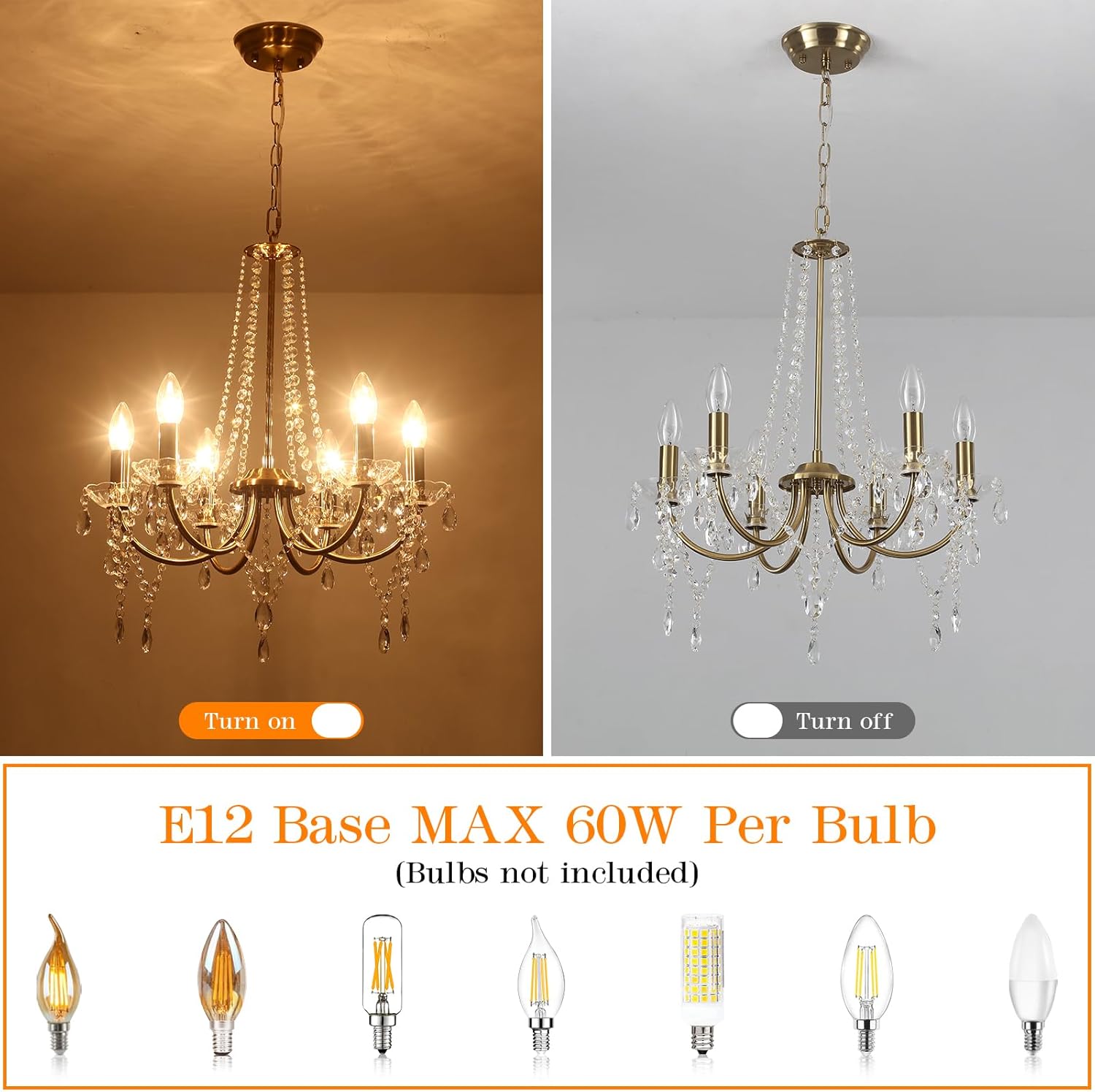 8-Light Gold Crystal Chandelier – 20.1