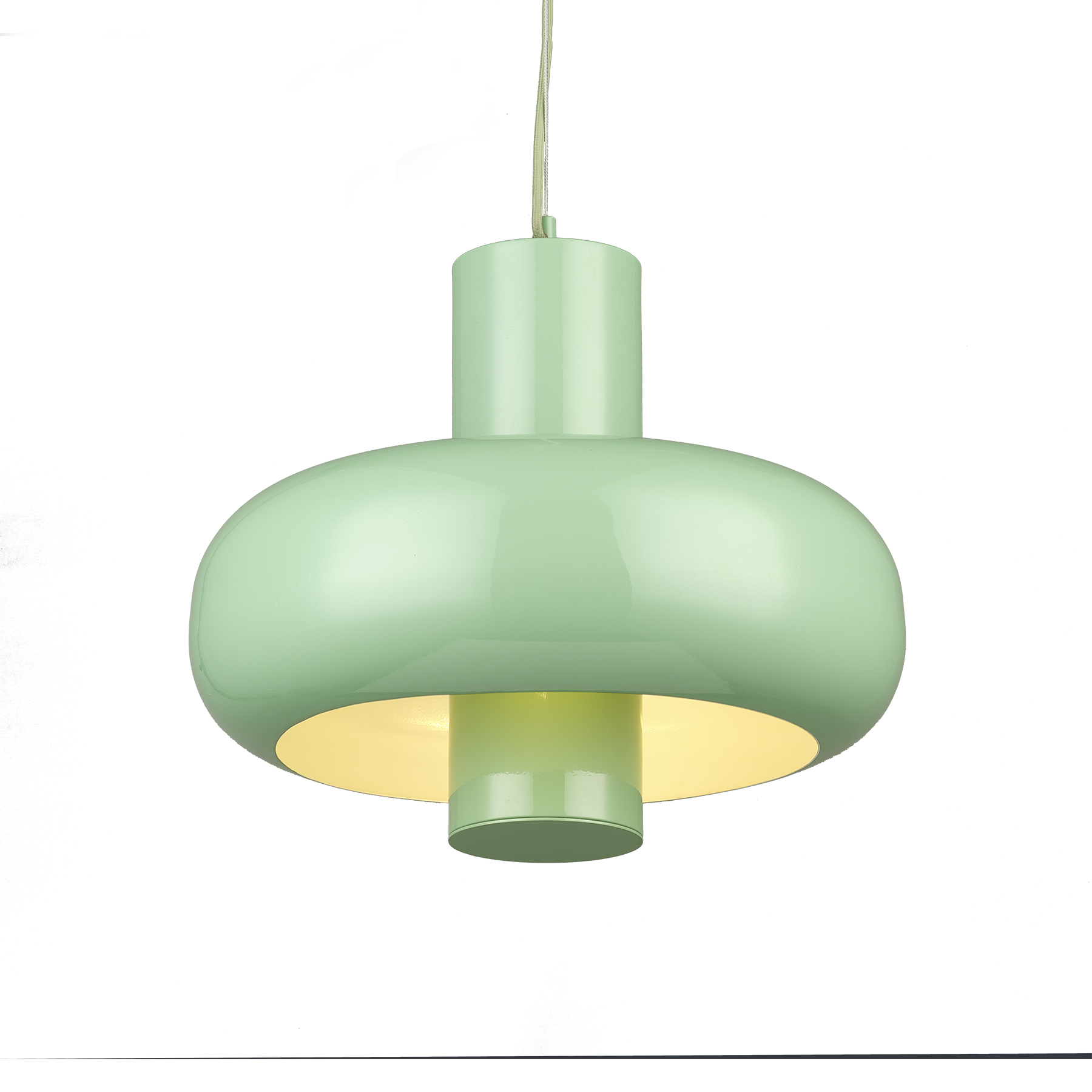 Modern Mint Green Round Metal Pendant Light - Dimmable LED, Adjustable Hanging Ceiling Lamp