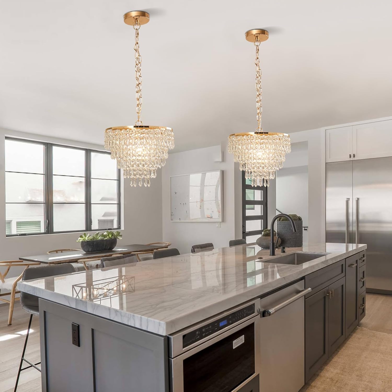 Modern Crystal Chandelier Pendant Light - 11.8