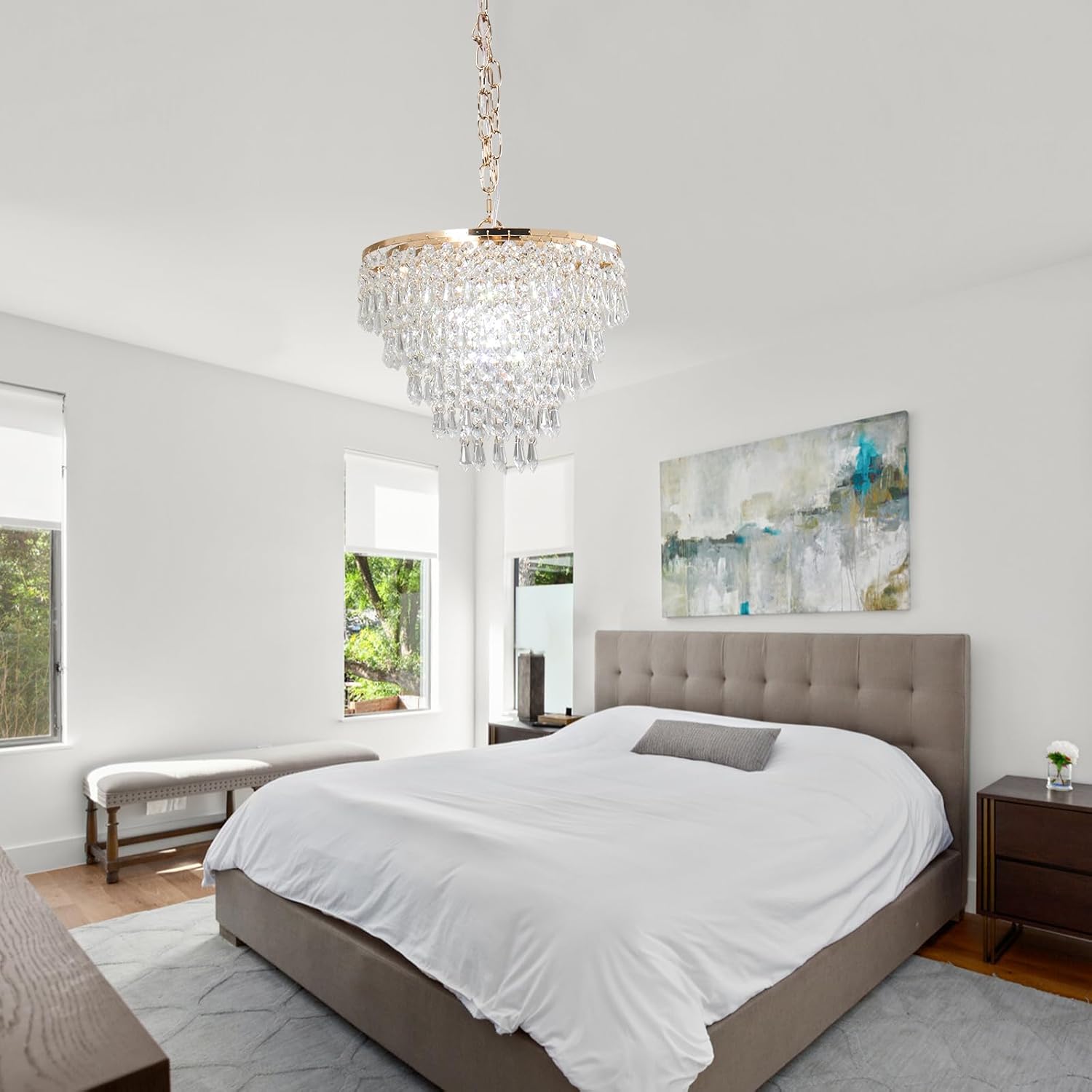 Modern Crystal Chandelier Pendant Light - 11.8