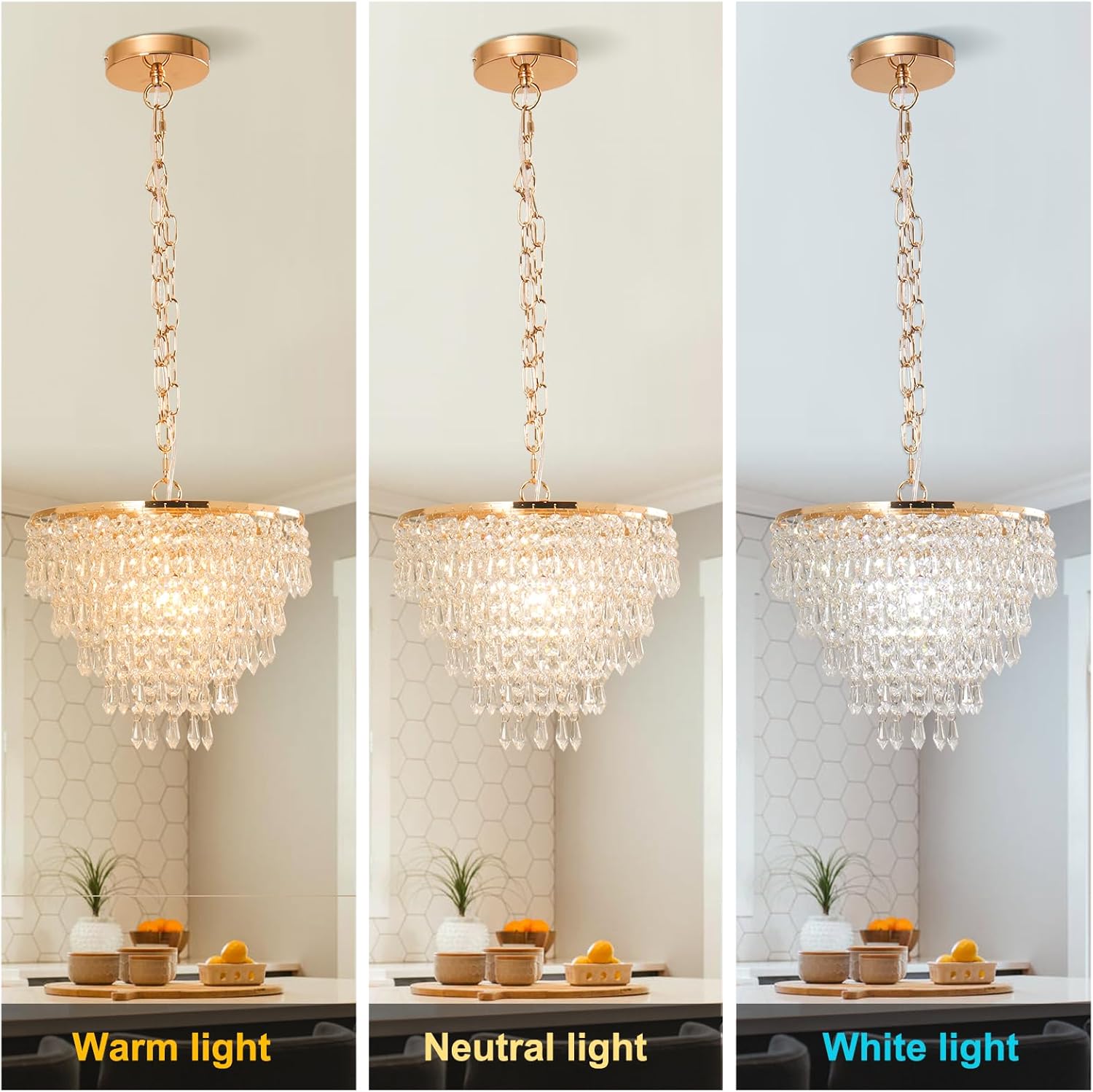 Modern Crystal Chandelier Pendant Light - 11.8