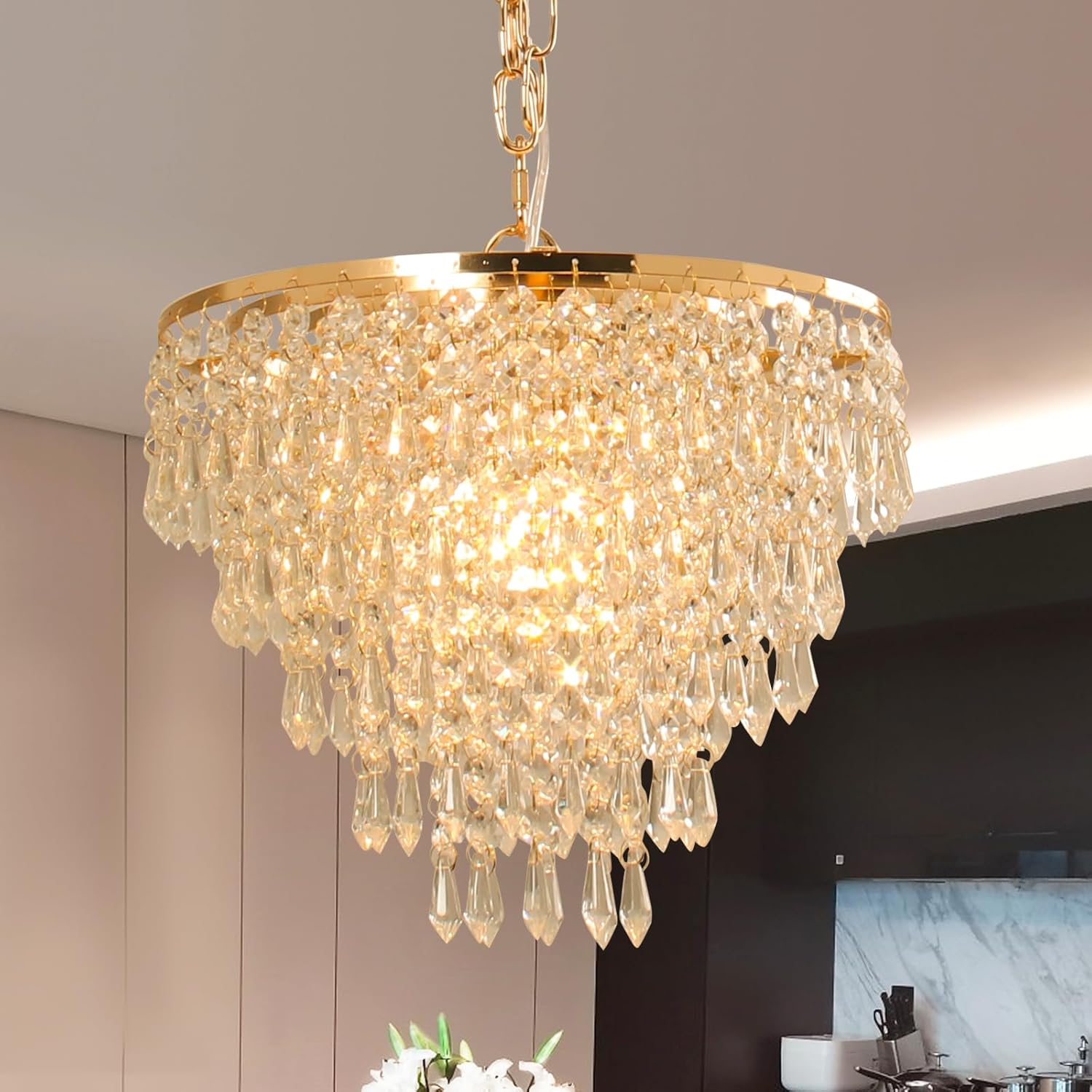 Modern Crystal Chandelier Pendant Light - 11.8