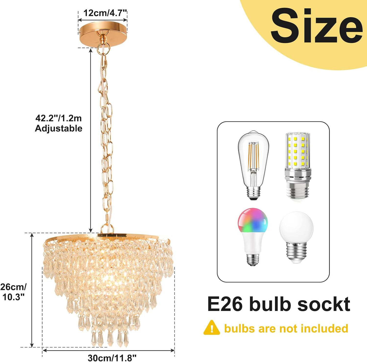 Modern Crystal Chandelier Pendant Light - 11.8
